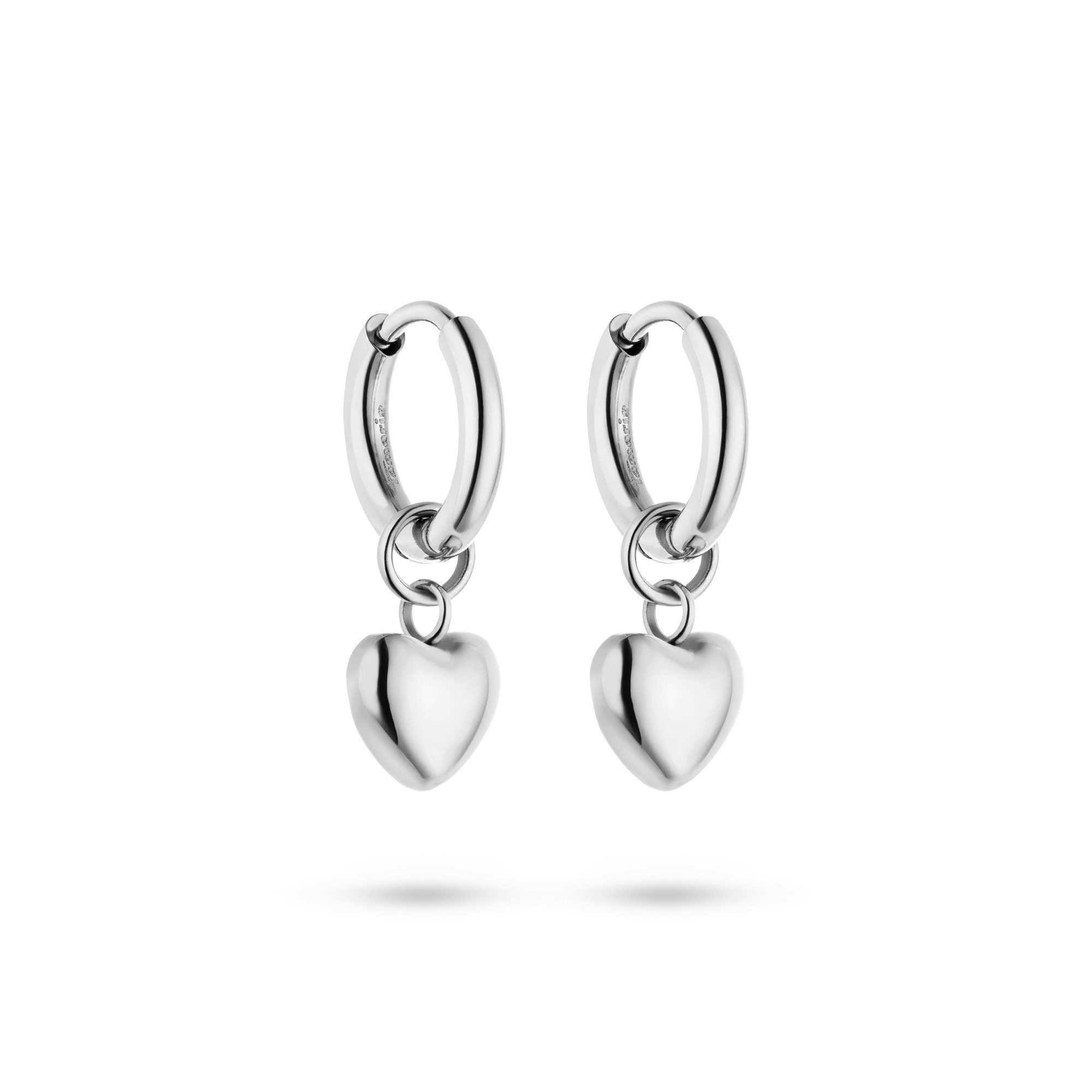 Tamaris Paar Creolen Edelstahl Schmuck mit abnehmbaren Herz-Einhängern Tiny Heart