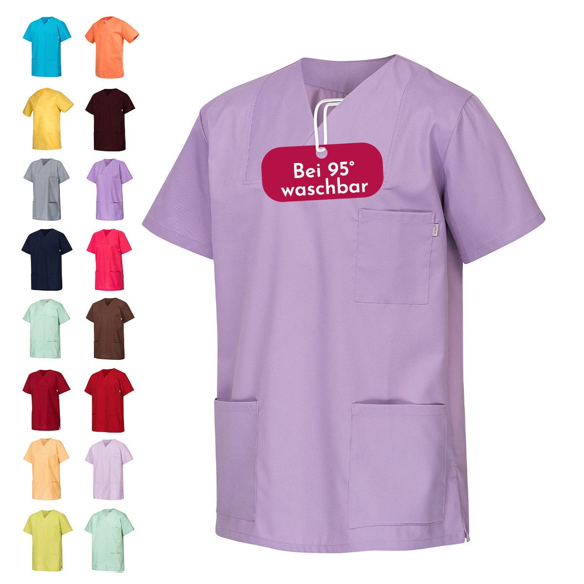 Clinotest Funktionsbluse Kasack Damen & Herren - 95 Grad waschbare, kochfest ohne einzulaufen (1-tlg) Schlupfkasack aus Baumwolle & Polyester - Berufsbekleidung für Pflege