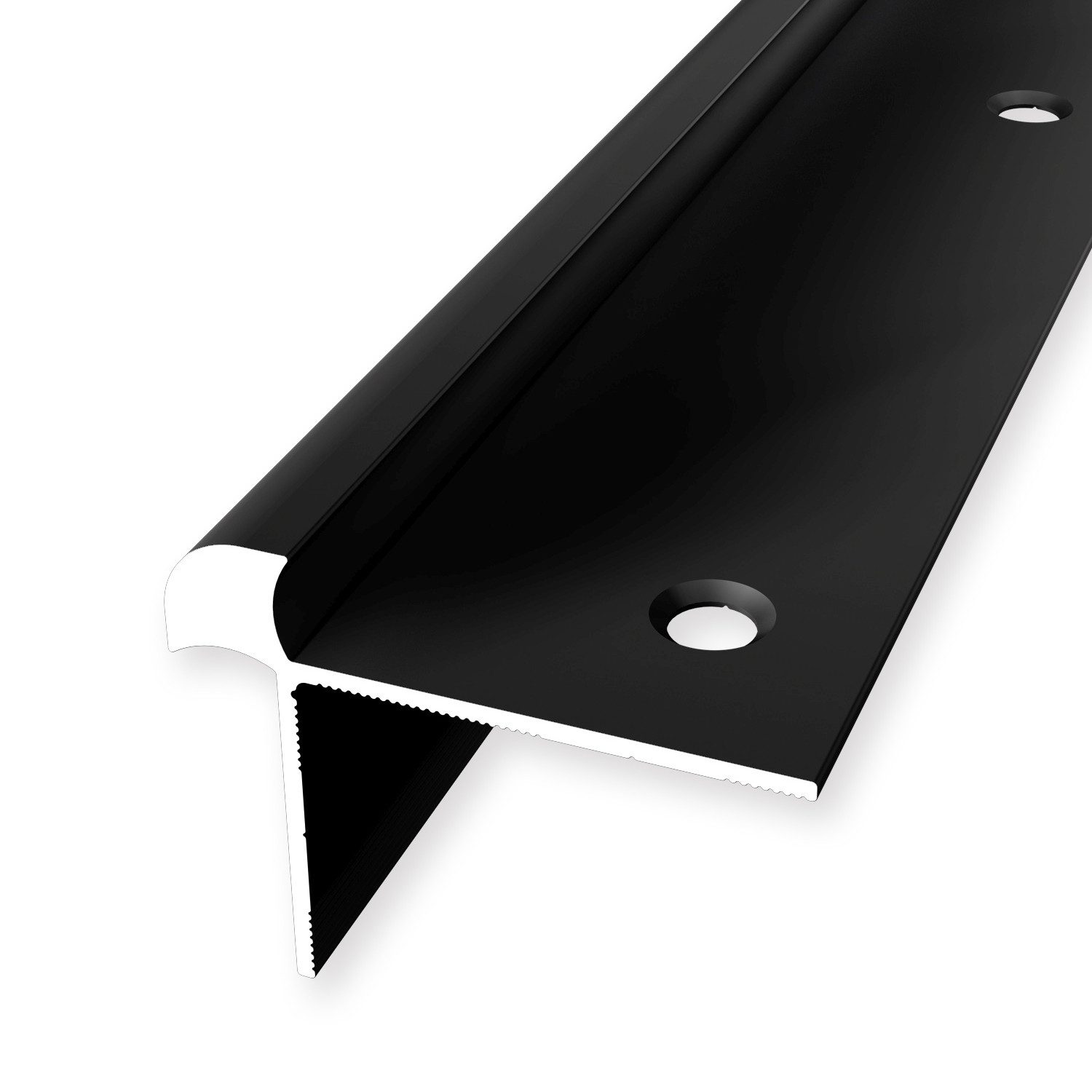 Küberit Treppenkantenprofil 33 x 43 x 2500 mm Winkelprofil Schwarz Gebohrt Aluminium