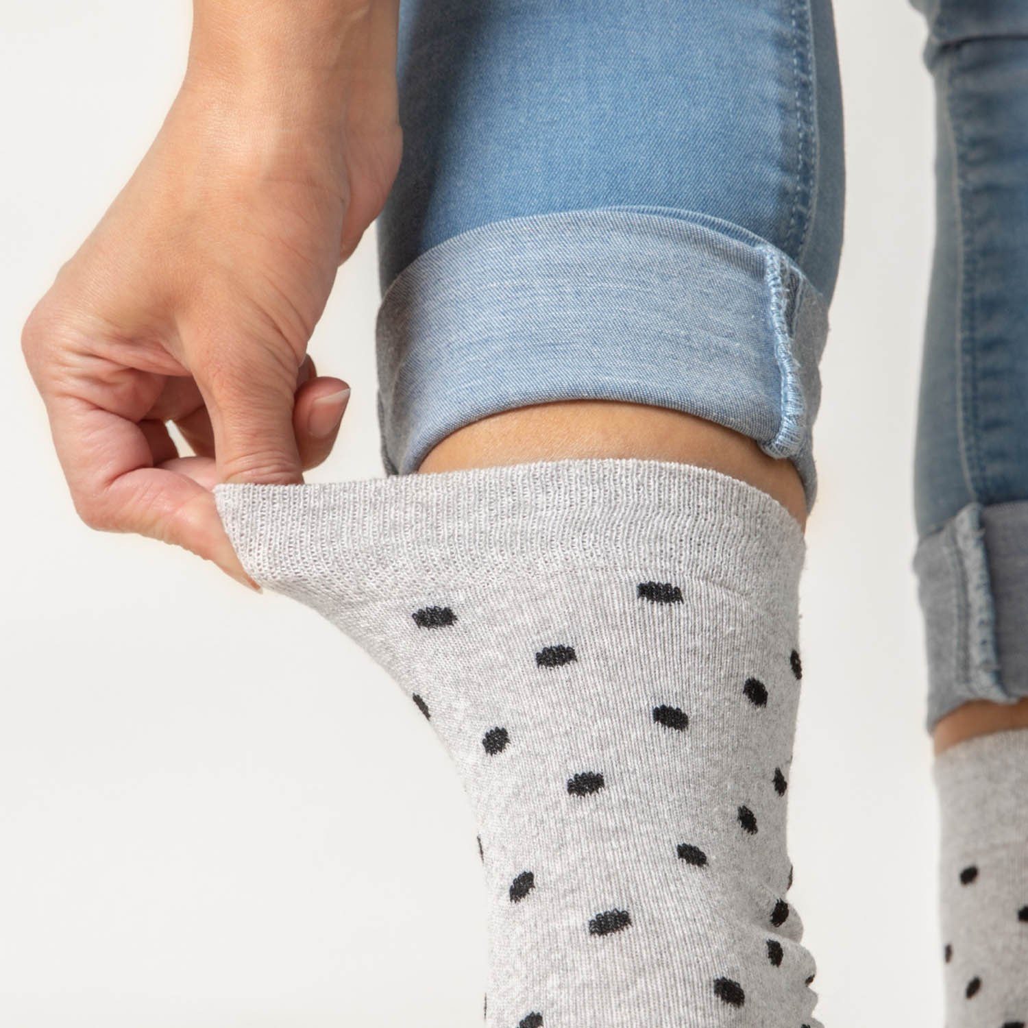 OCCULTO Basicsocken Damen Muster Socken (Modell: Milka) (10-Paar) 10 10BlkRed Paar