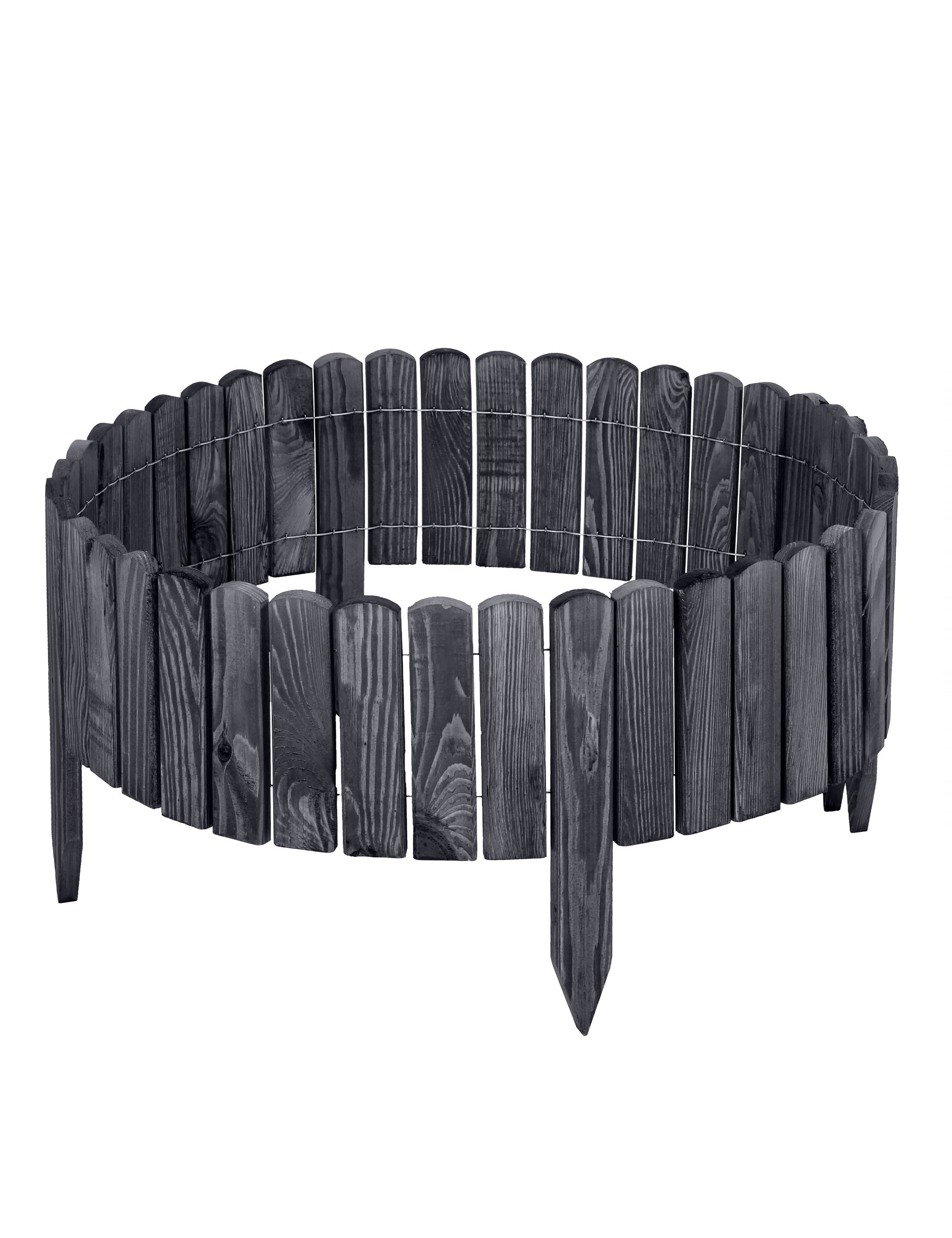 Garronda Rasenkante Beeteinfassung Holz Rollzaun Flexibler Rollborder Länge: 2m GD-0046, LxH: 2x8 cm – Bild 5 von 5