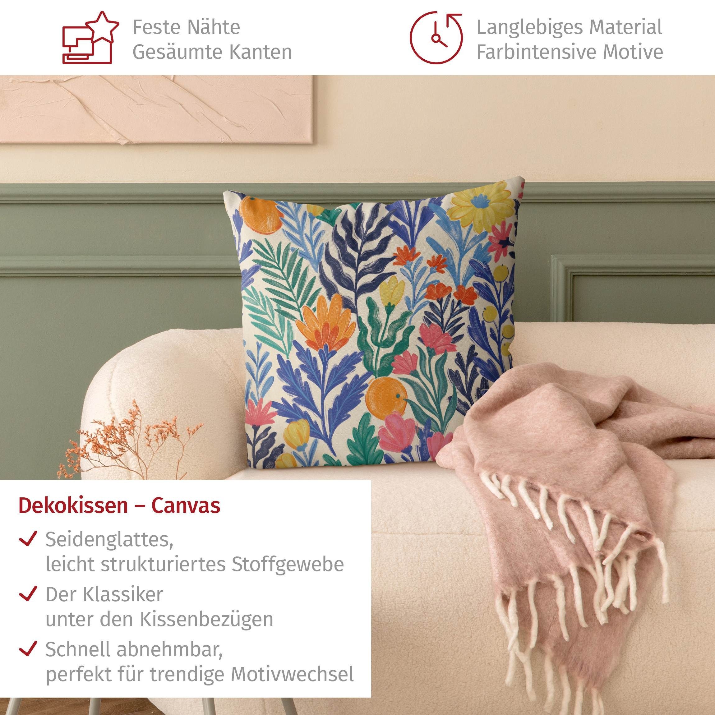 Bilderdepot24 Dekokissen drinnen Kissenhülle/ Sofakissen/ Zierkissen Kissenhülle blau Blumen Il, Bezug Aquarell mit / ohne Füllung Zierkissen Outdoor Sofa Bett