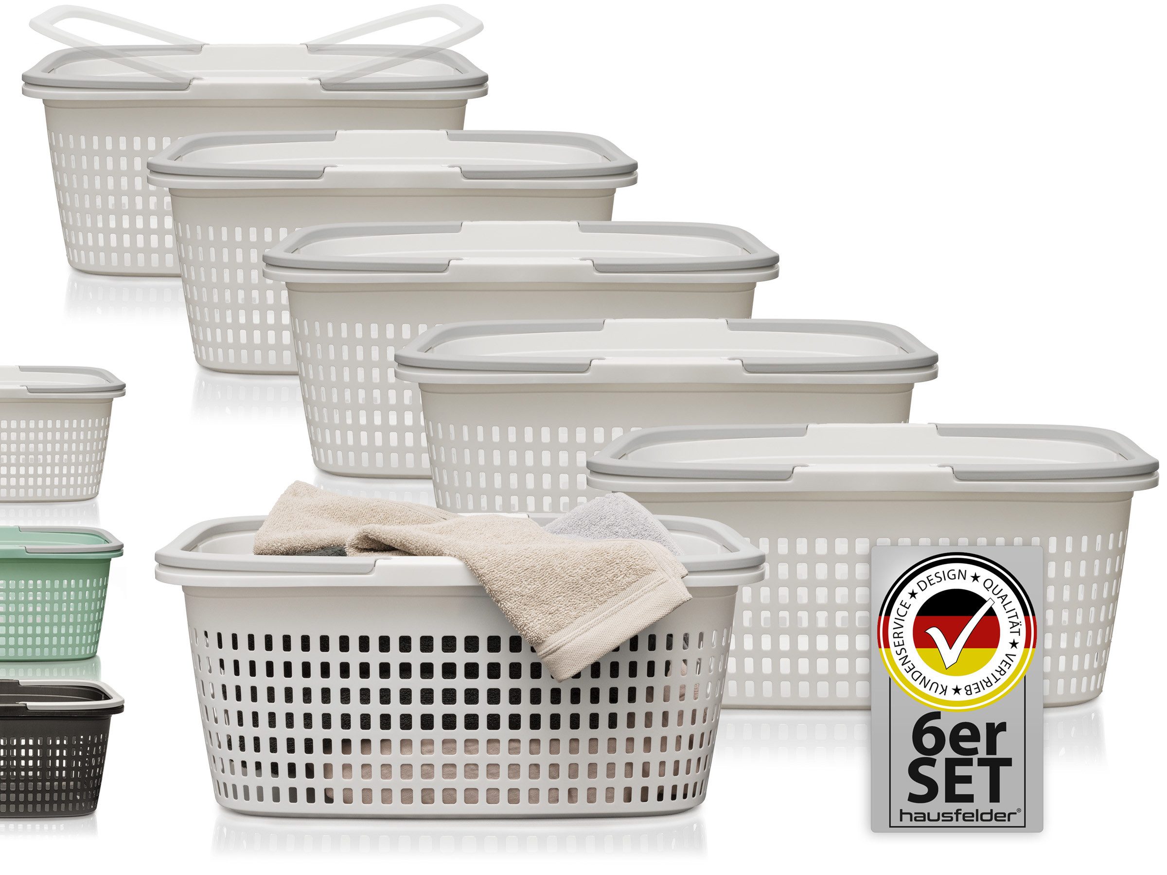 Hausfelder Wäschekorb Wäschewanne 58x37x25cm (Weiß, 6 günstig online kaufen