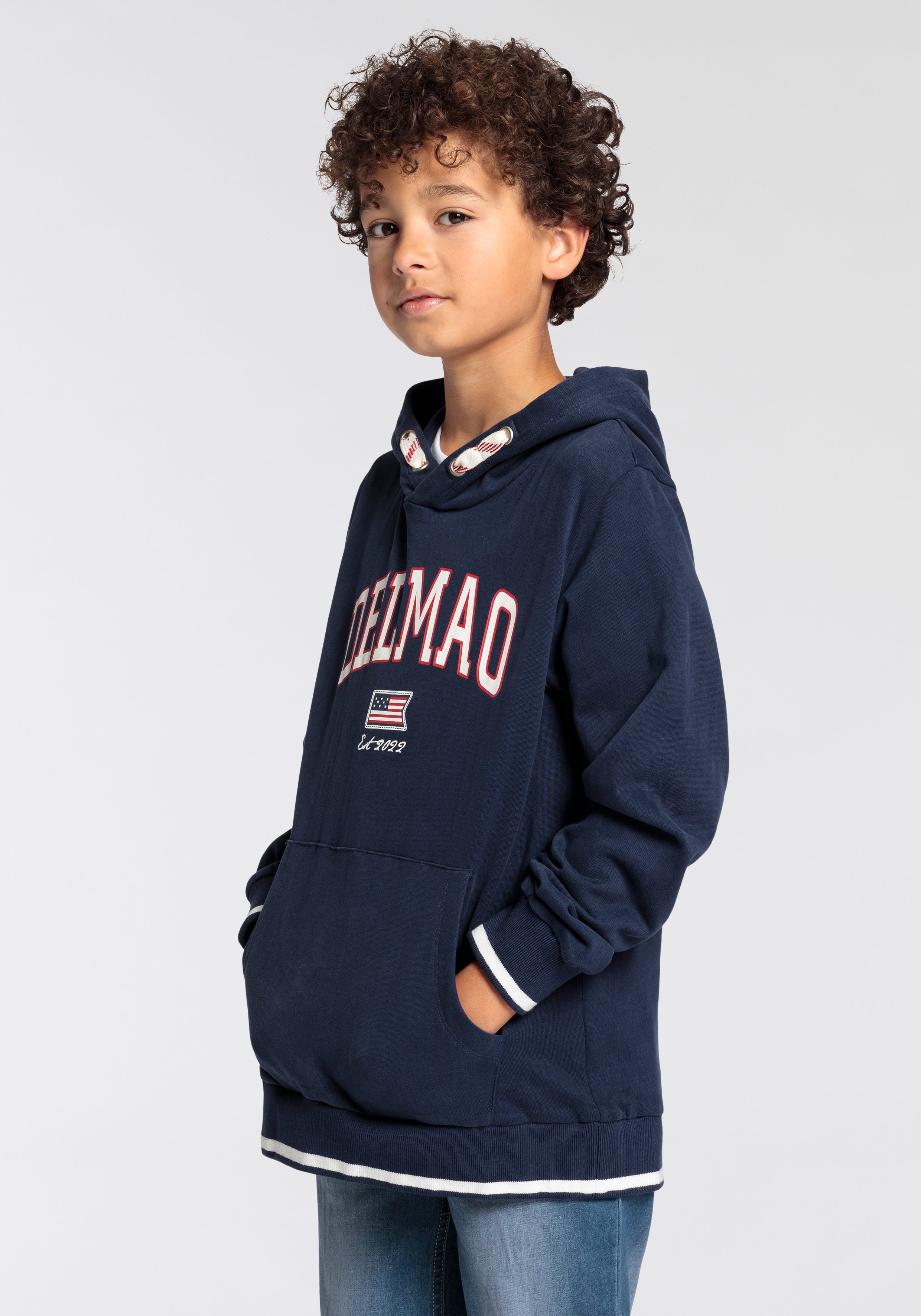 DELMAO Logo-Sweathirt Delmao der Jungen, Marke neuen für Kapuzensweatshirt