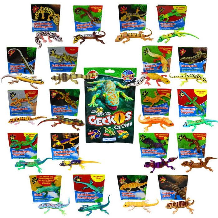 Blue Ocean Sammelfigur Blue Ocean Geckos Sammelfiguren 2023 - Planet Wow (Set) Geckos Figur - Alle 20 Figuren
