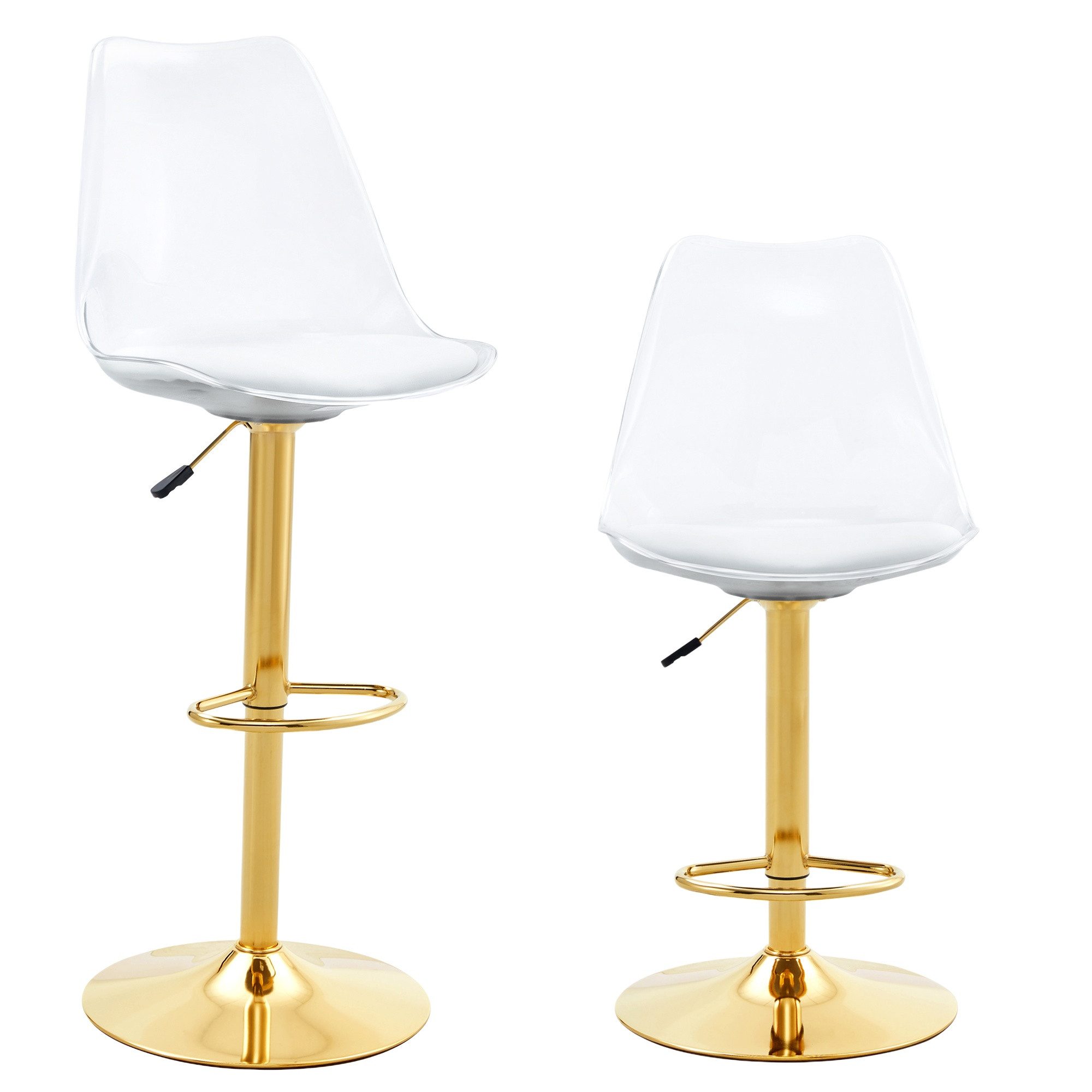 gopop Barhocker 2er Set höhenverstellbar 99-120cm, 360° drehbar, Esszimmerhocker (2 St), Thekenhocker Drehhocker Schalenhocker mit transparenter Rückenlehne