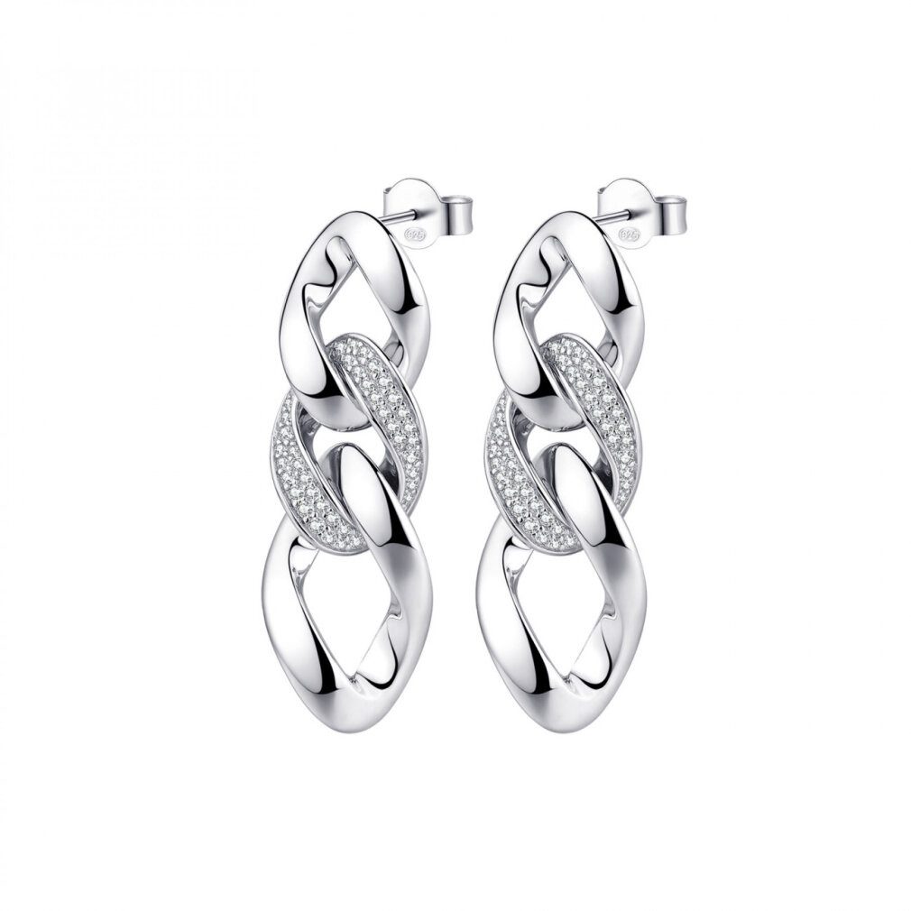 Rosato Ohrring-Set Long silver earrings with zircons Eva RZEV35