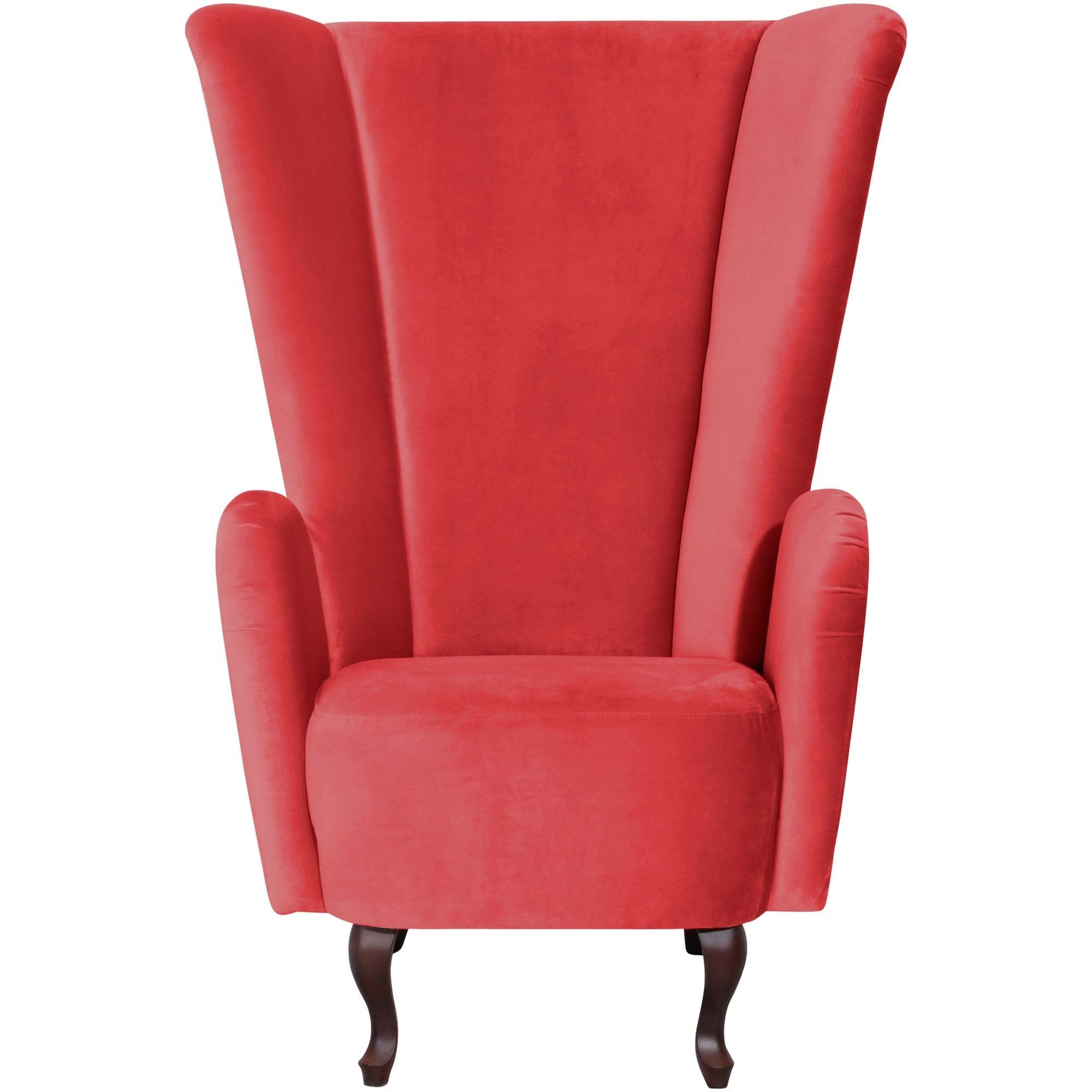 Kailey / Samtvelours Kessel verarbeitet,bequemer hochwertig Sessel 58 Sitz inkl. Buche aufm rot 1-St), (Sparpreis nussbaum dunkel Versand, Hochlehnsessel Kostenlosem Bezug