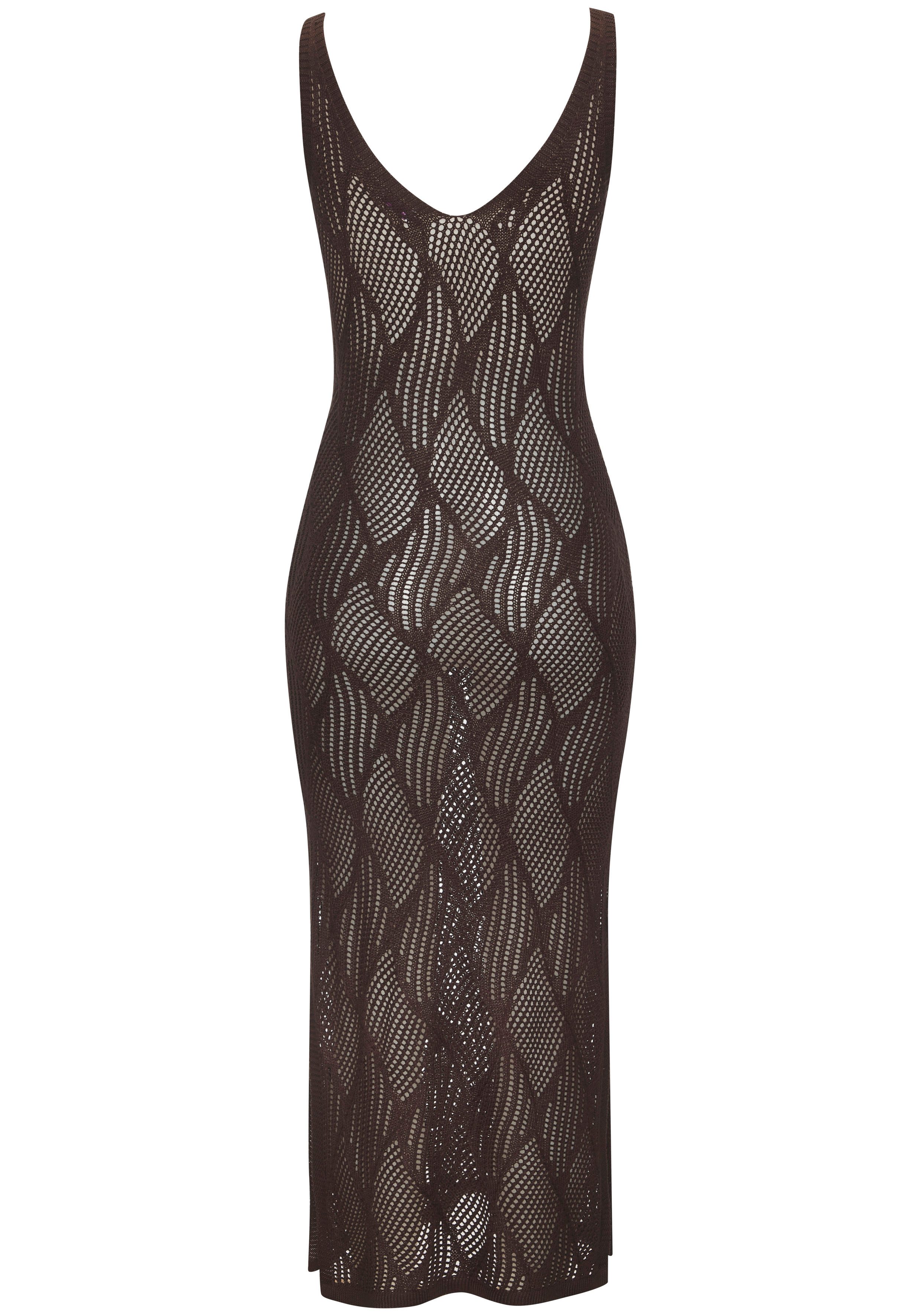 LASCANA Strickkleid mit Ajourmuster, transparentes Strandkleid, elegant