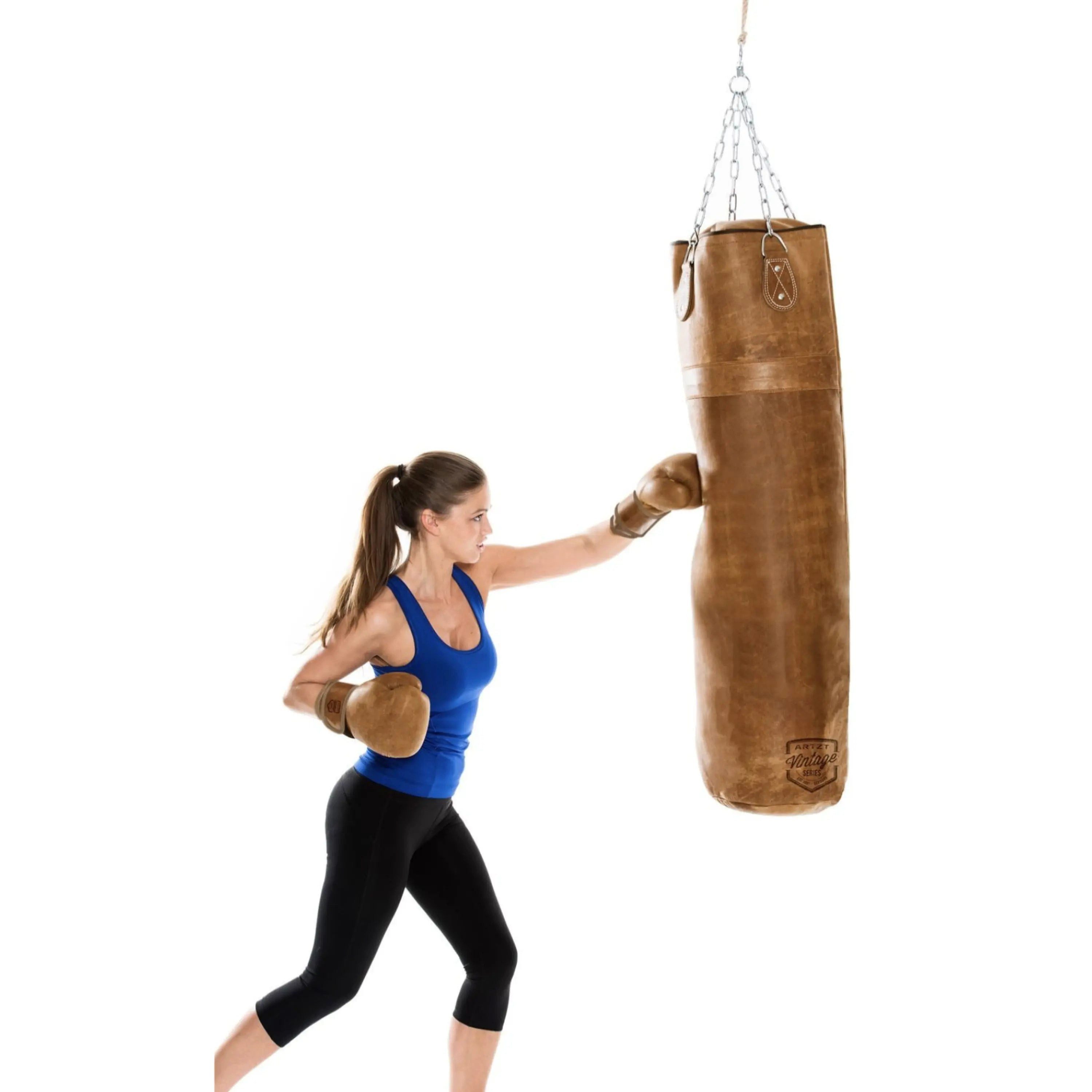 Sport-Knight® Boxsack Boxsack Leder Vintage-Look, 4-Punkt-Stahlkette, 115cm