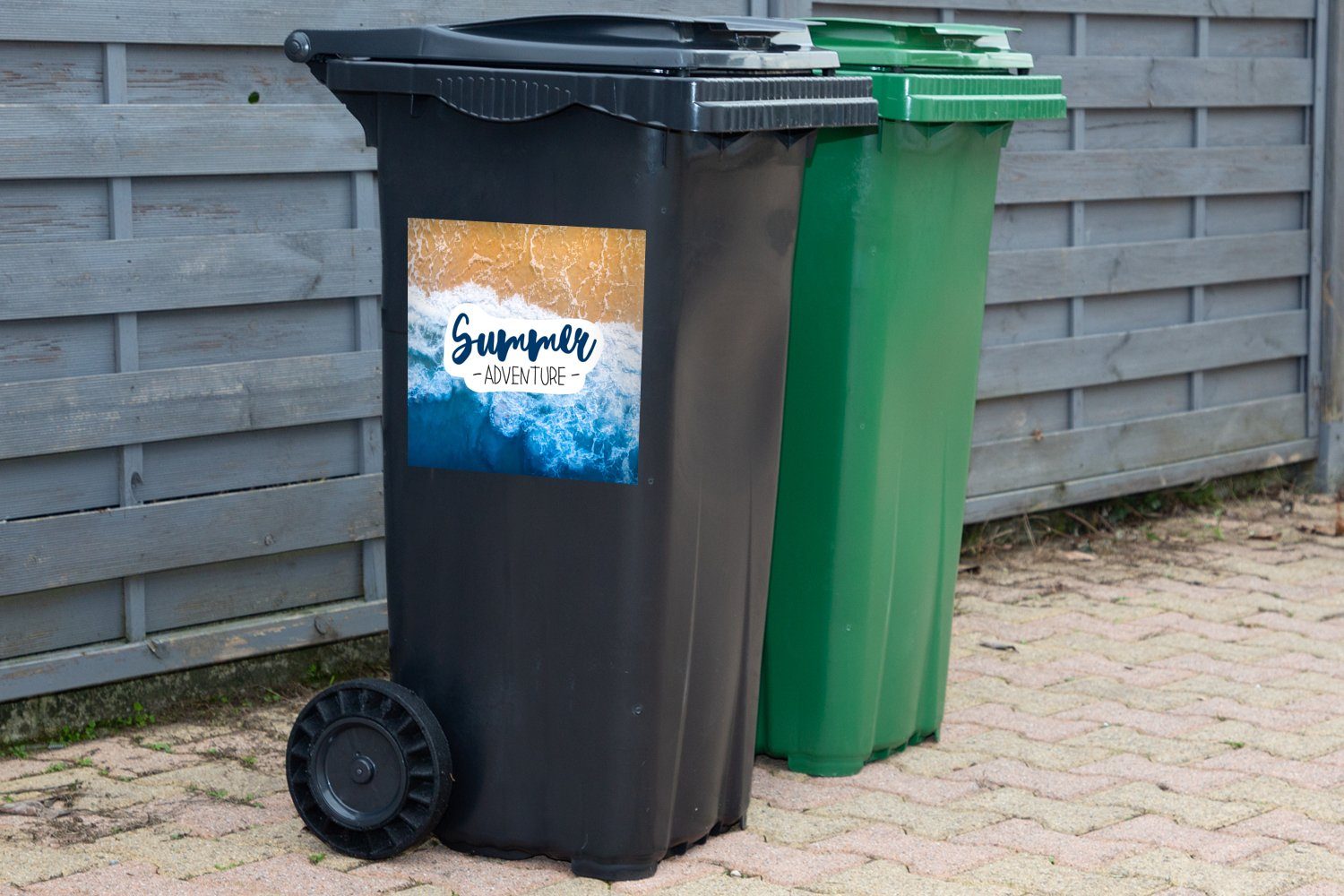 Mülltonne, - Meer MuchoWow (1 Zitate St), Abfalbehälter Strand - Mülleimer-aufkleber, Container, Sticker, Wandsticker
