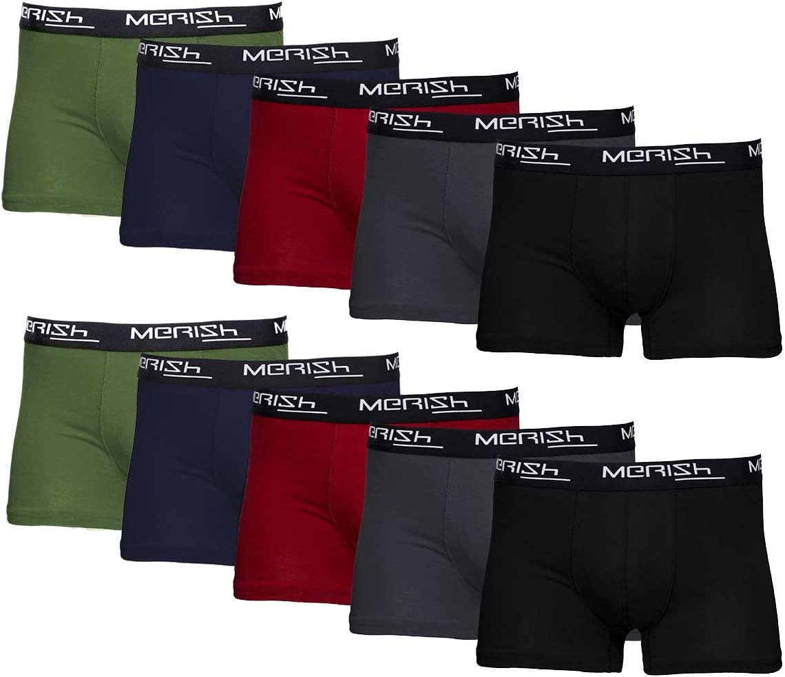 MERISH Boxershorts Merish 410 Boxershorts Herren 10er Pack S-5XL Unterwäsche Mehrfarbig S (Spar-Set)
