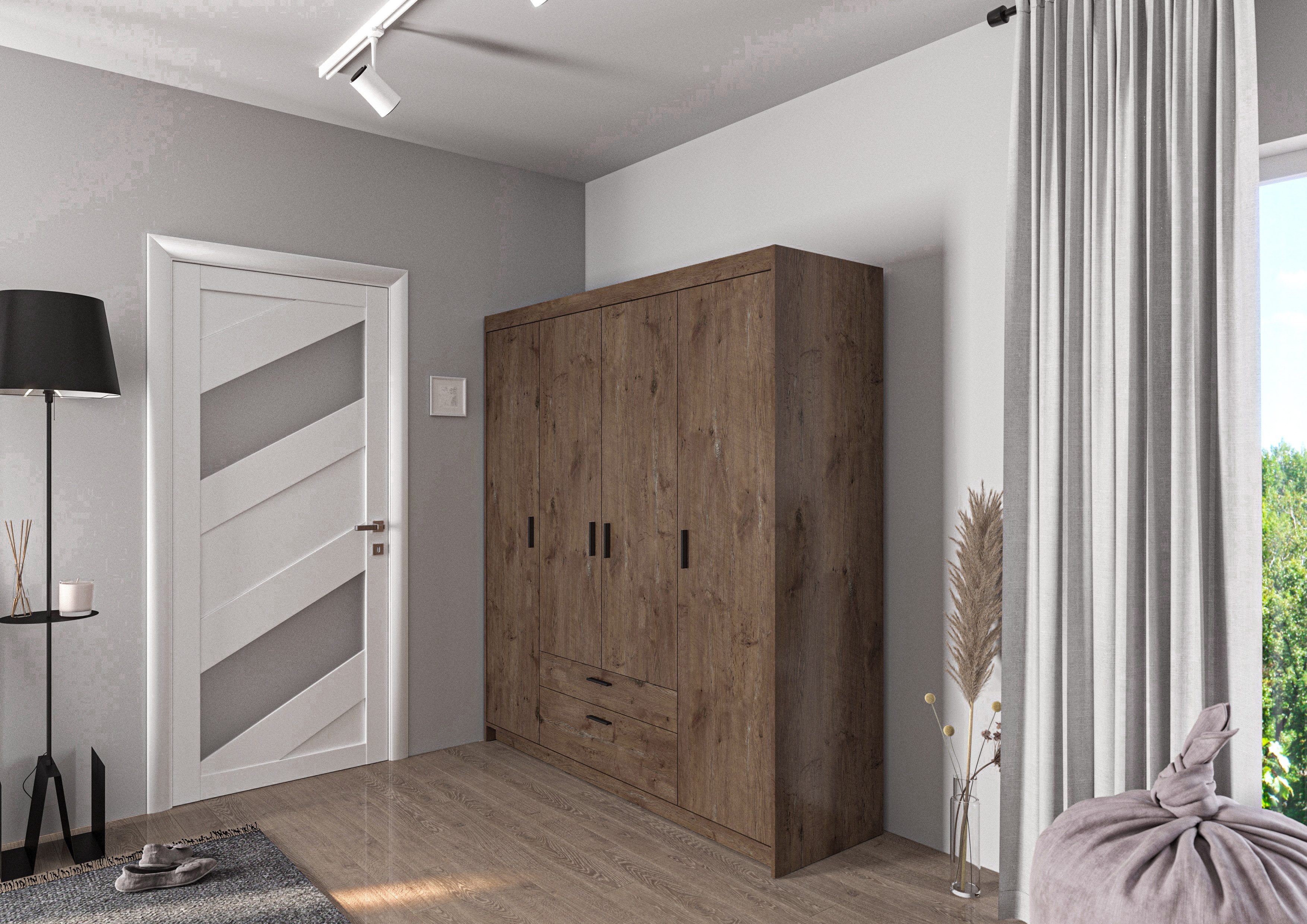 Beautysofa Drehtürenschrank ELENA 4D 4-Türig, mit günstig online kaufen