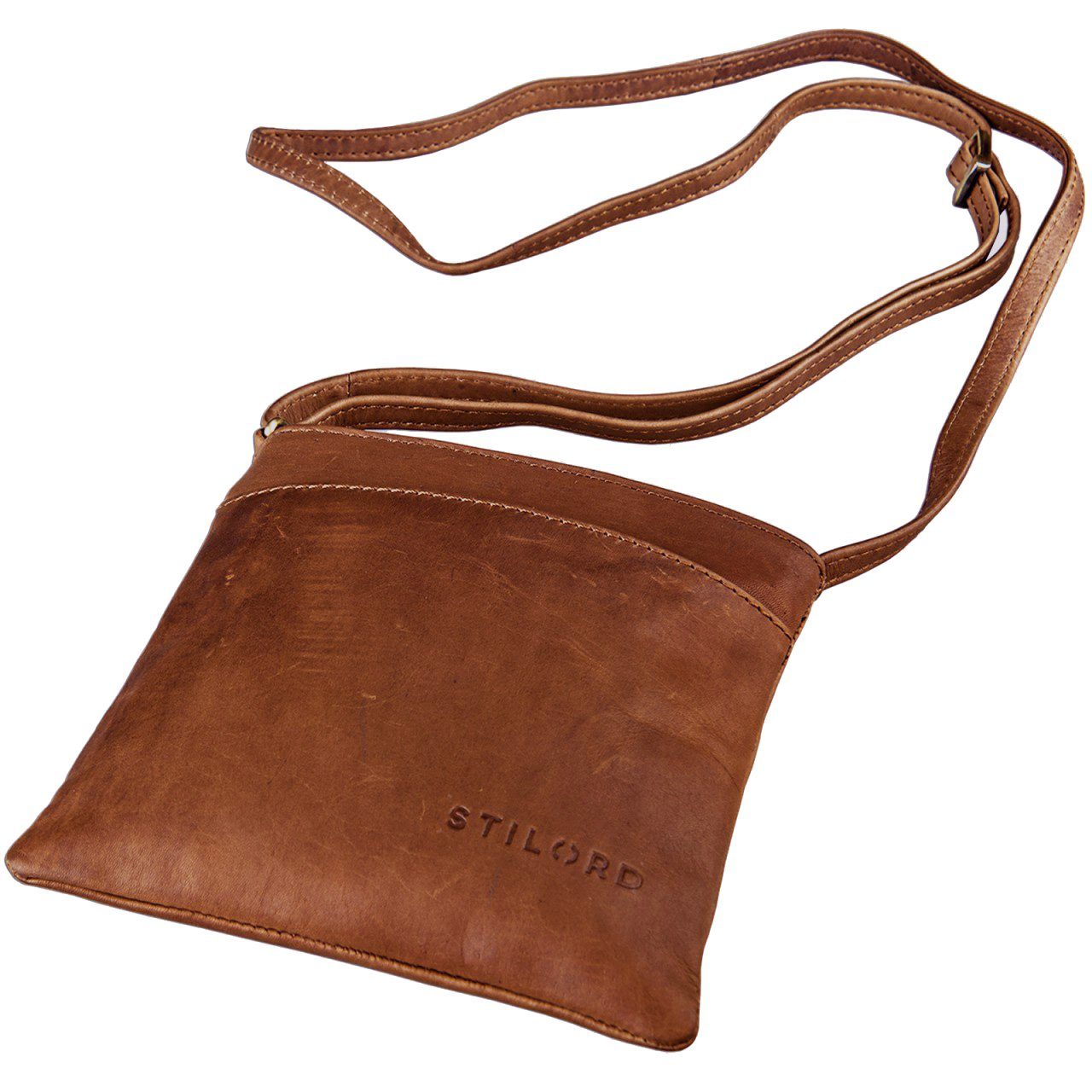 STILORD Handtasche "Lana" kleine Umhängetasche Ausgehtasche Damen cognac - braun