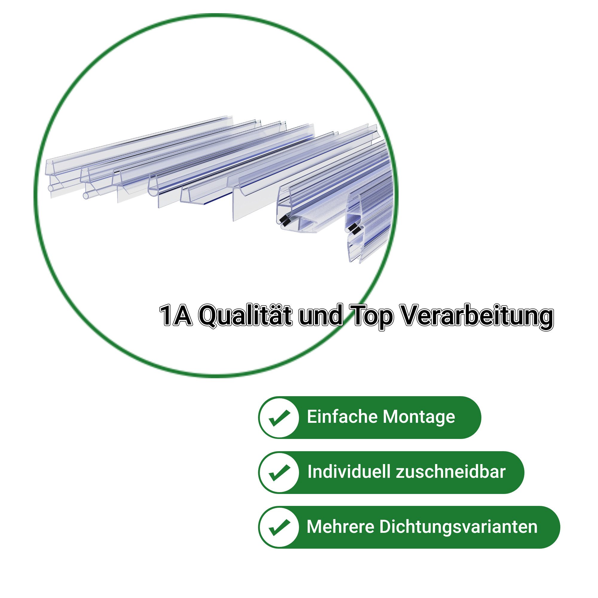 WITEN&NOCK Duschdichtung 2x Duschtürdichtung Ersatzdichtung Wasserabweiser Spritzschutz 5-6mm, L: 50 cm, (2-St), Für Duschtüren Duschkabinen Badewannenaufsätze – Bild 5 von 5