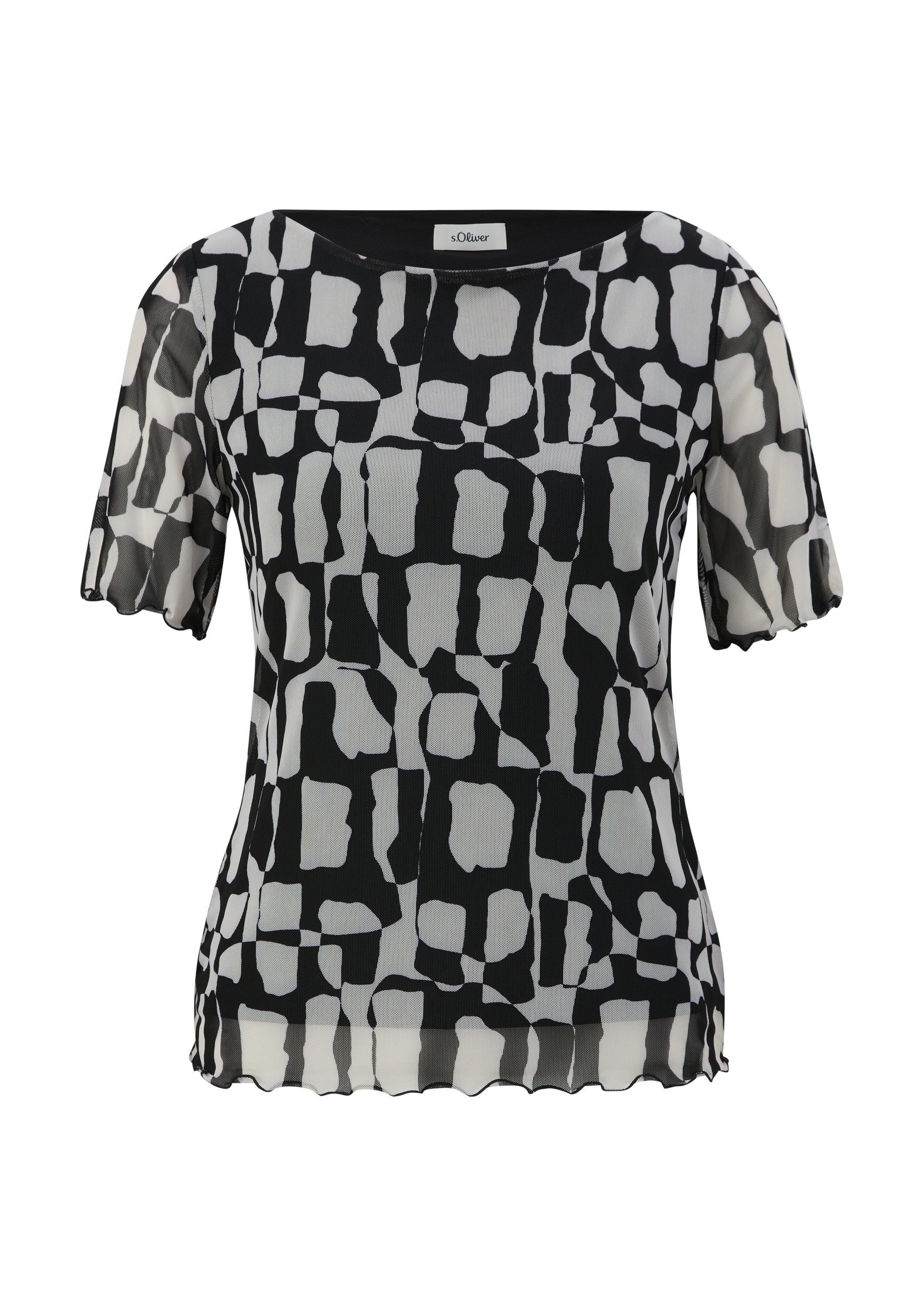 s.Oliver Kurzarmshirt T-Shirt T-Shirt mit Mesh-Overlay günstig online kaufen