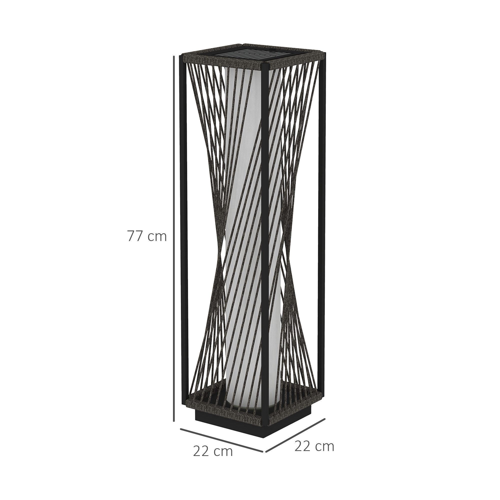 Outsunny LED Solarleuchte aus Rattan, mit Lichtsensor, 25 LEDs, im Boho-Stil, LED fest integriert, IP44 spritzwassergeschützt, für Garten, Balkon, Außen, Rasen, Hof
