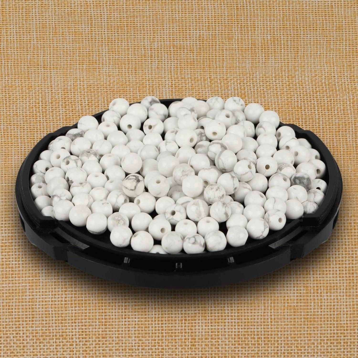 LuxusKollektion Bastelperlen Perlen Howlith Weiß 4mm Rund 180 Stück 4mm Weiß Howlith