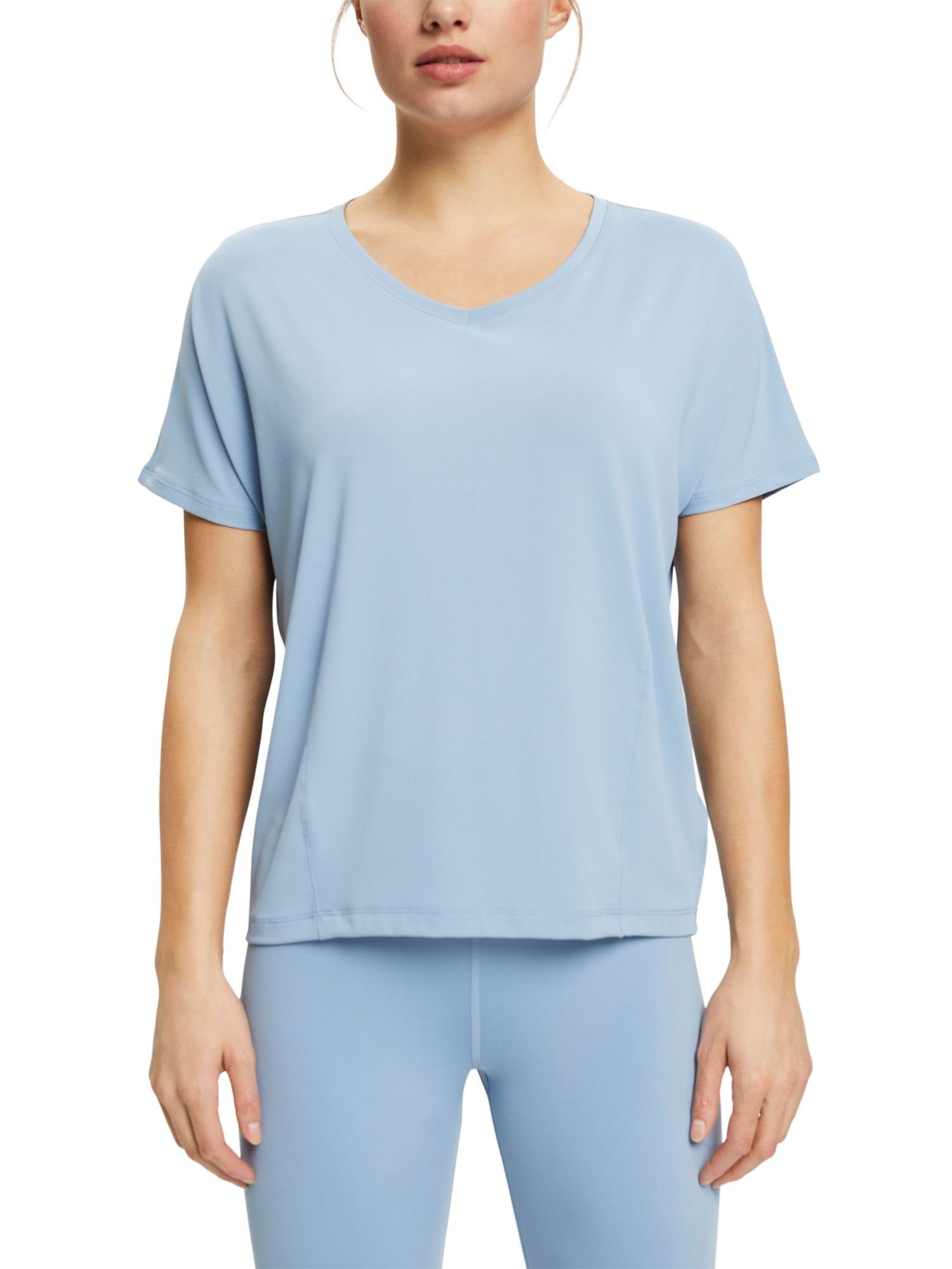 T-Shirt Active-T-Shirt BLUE PASTEL V-Ausschnitt und E-DRY (1-tlg) esprit sports mit
