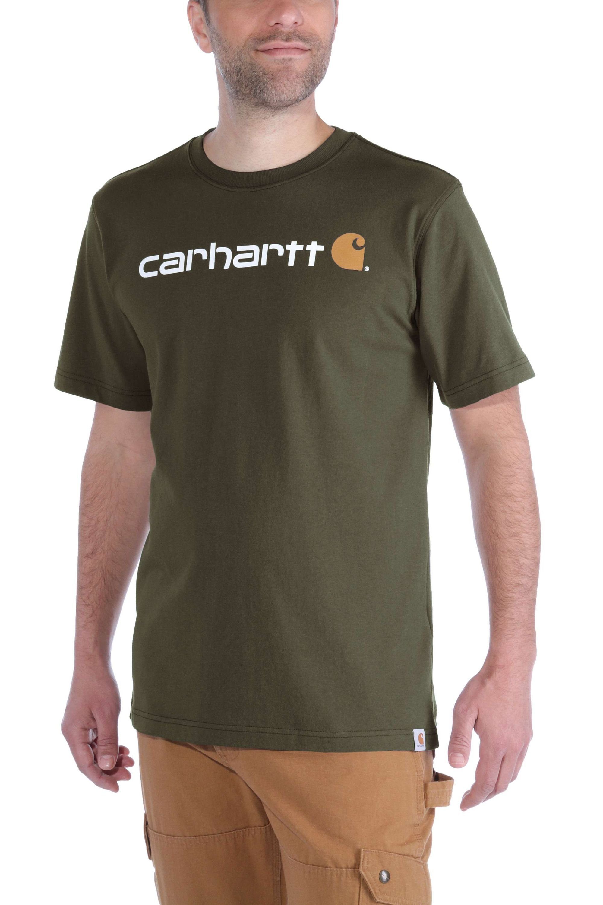 103361 T-Shirt T-SHIRT Logo Carhartt der S/S (1-tlg) malachite CORE Carhartt LOGO auf Brust