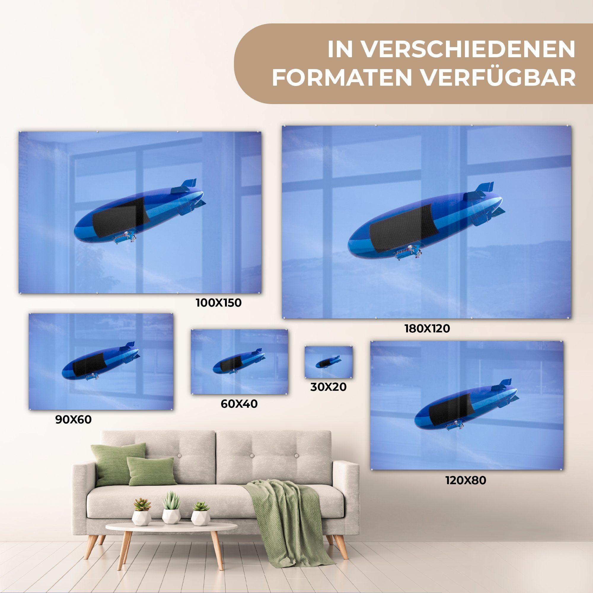 St), Zeppelin, Blauer Acrylglasbild Schlafzimmer MuchoWow & Wohnzimmer Acrylglasbilder (1