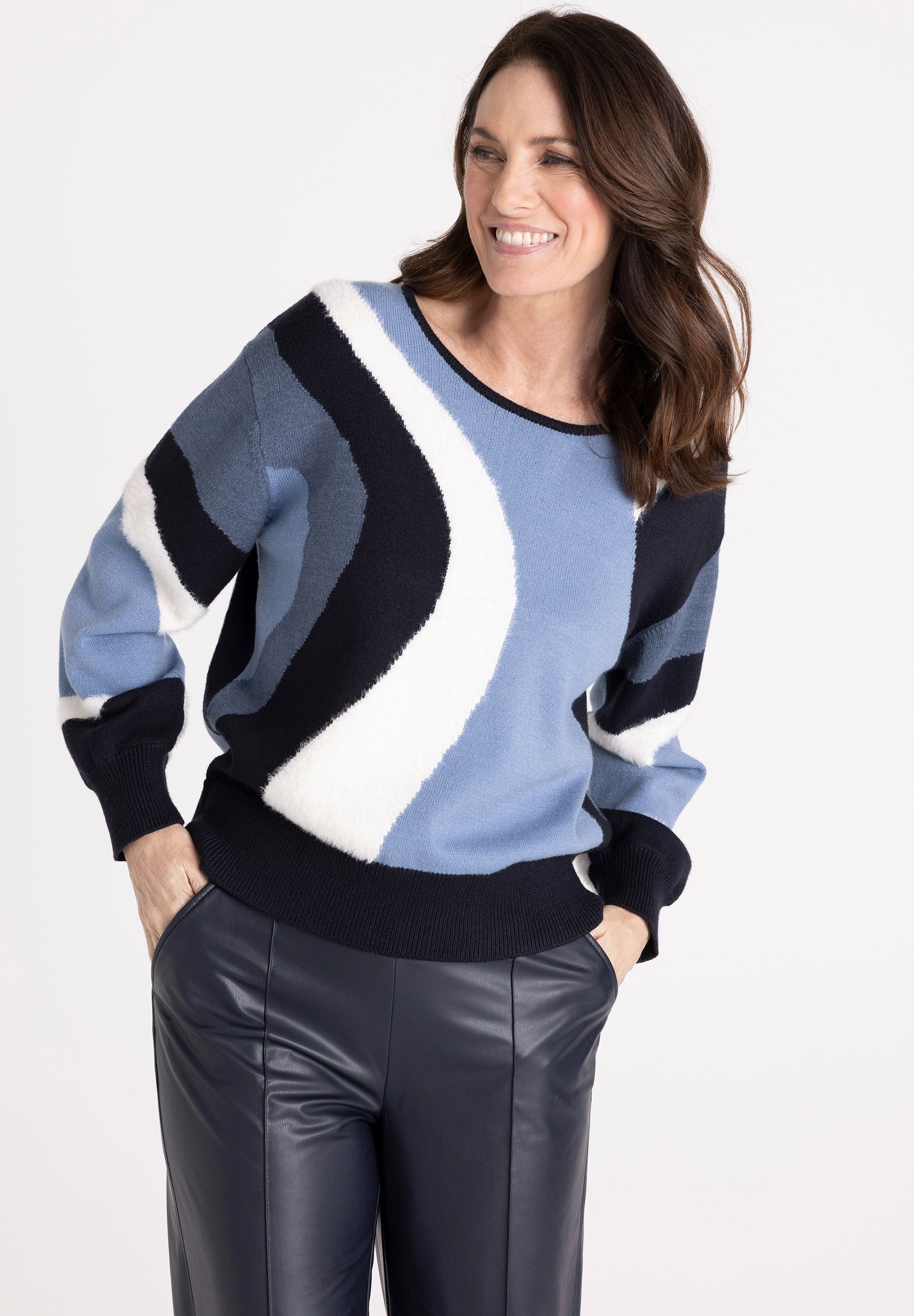 FRANK WALDER Strickpullover mit Strickbündchen