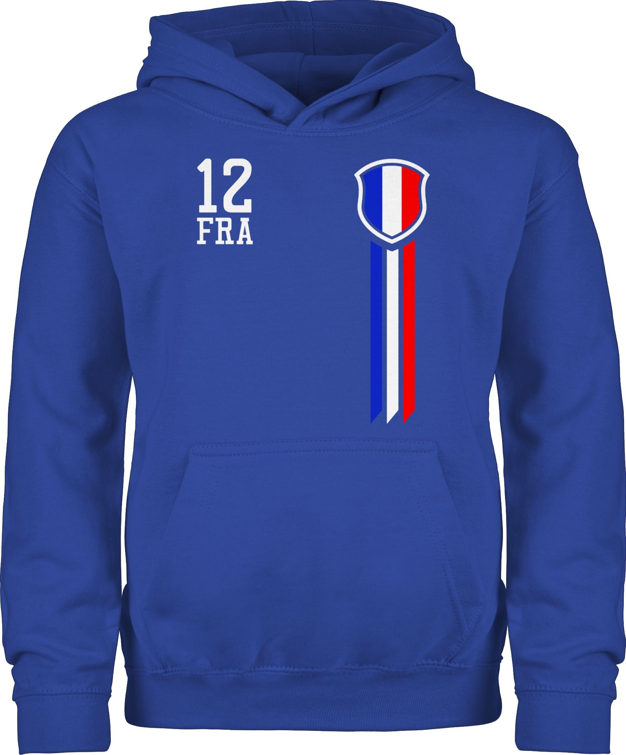 Shirtracer Hoodie 12. Mann Frankreich Fanshirt 2024 Fussball EM Fanartikel Kinder