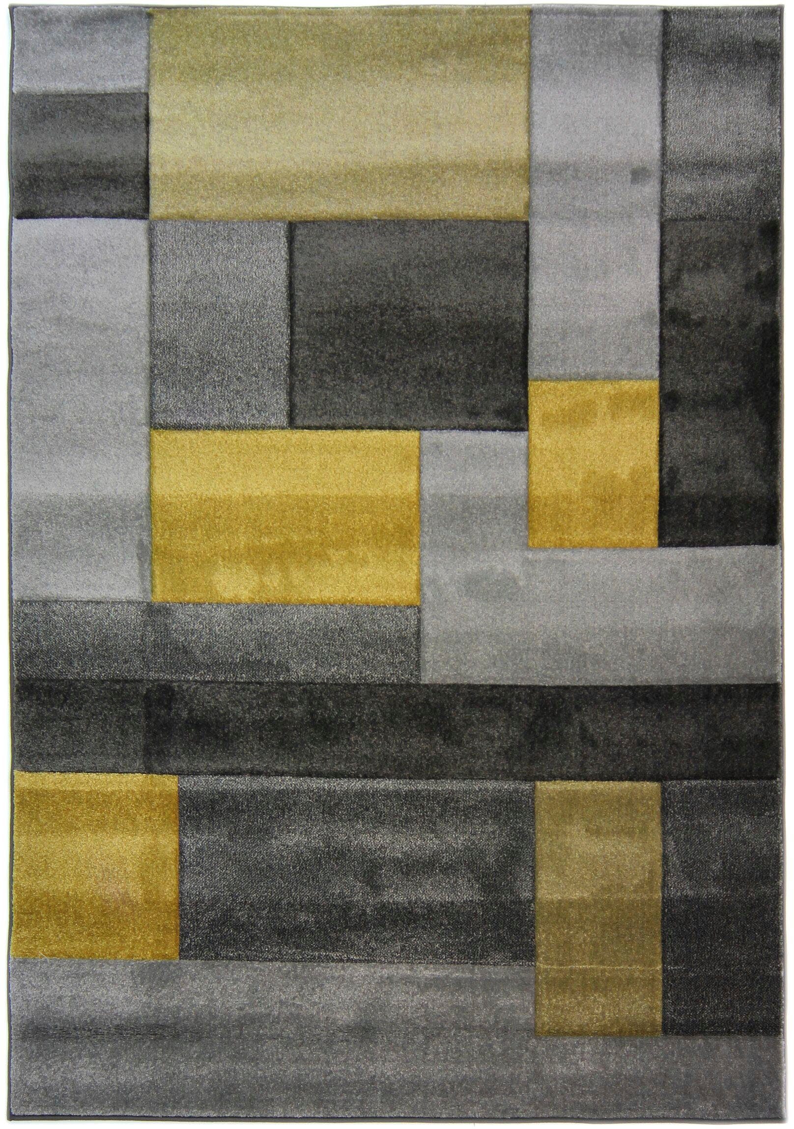 FLAIR mit mm, 12 Patchwork rechteckig, mehrfarbig, Cosmos, Teppich Design, Höhe: Hoch-Tief-Effekt RUGS, Ocker