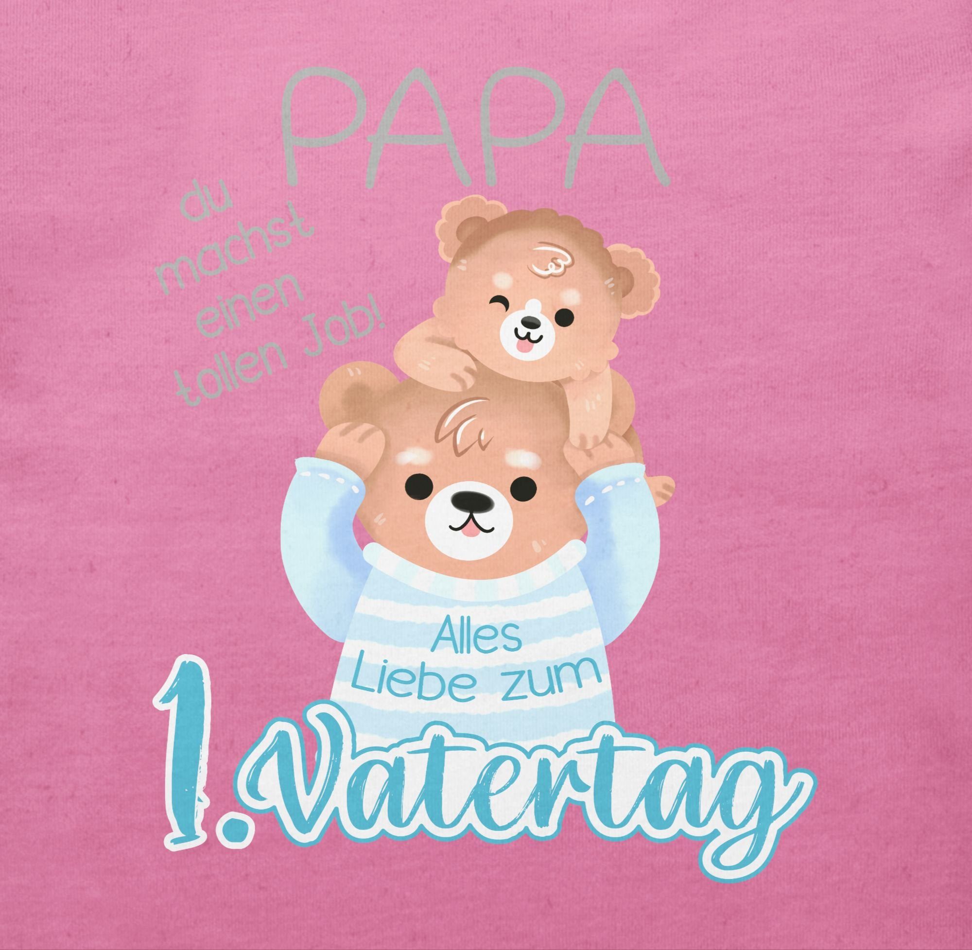 Vatertag Geschenk Pink und Baby zum Bär - Papa 1. Vatertag grau - Liebe 3 Bär Shirtracer Baby Alles T-Shirt