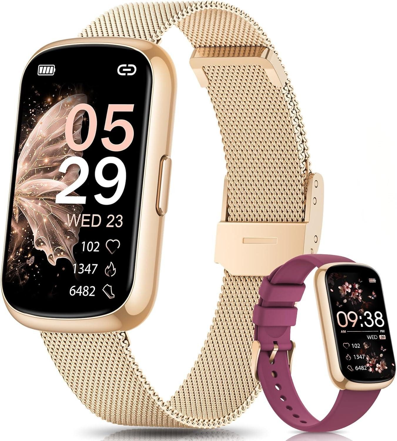 Fitness-Tracker Smartwatch Damen, 1,47" Fitnessuhr Damen Pulsuhr/SpO2/Schlafmonitor