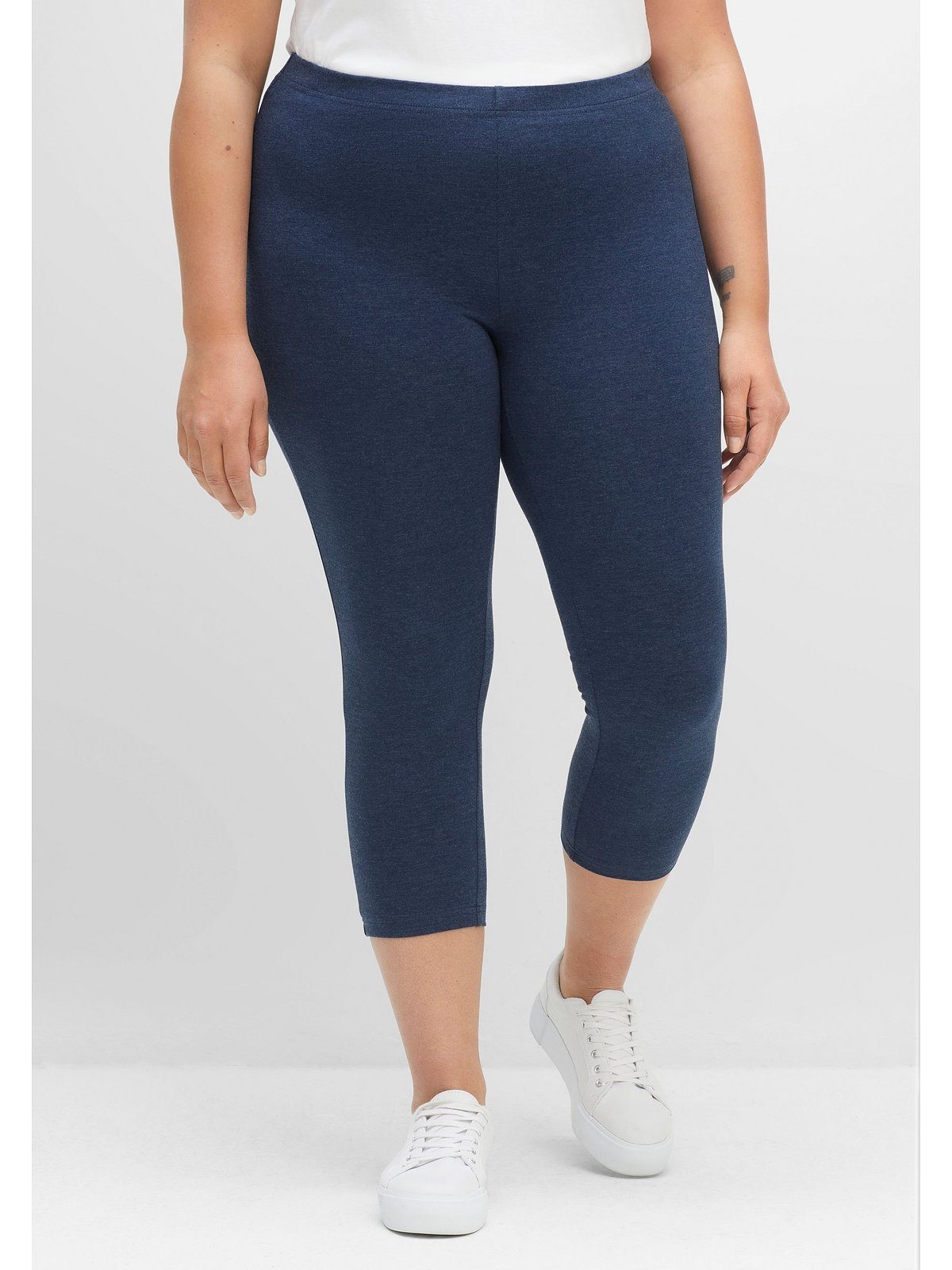 Sheego Leggings Große Größen in Capri-Länge indigo meliert