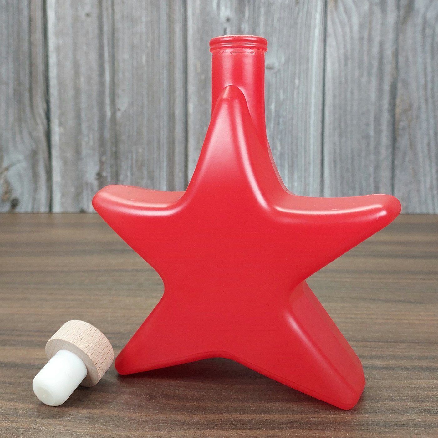 Korken Trinkflasche Stern Rot, Set 6er Stern-Design, ml mit 0,2l, Flasche - Korkverschluss 200 Weihnachtsflasche gouveo (HGK)