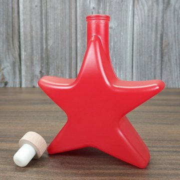 gouveo Trinkflasche 6er Set Flasche 200 ml Stern mit Korken (HGK) - Weihnachtsflasche 0,2l, Rot, Stern-Design, Korkverschluss
