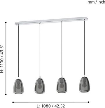 EGLO Hängeleuchte ALOBRASE, Leuchtmittel wechselbar, ohne Leuchtmittel, chrom / L108 x H110 x B15cm / Pendelleucht / Esstisch / Wohnzimmer