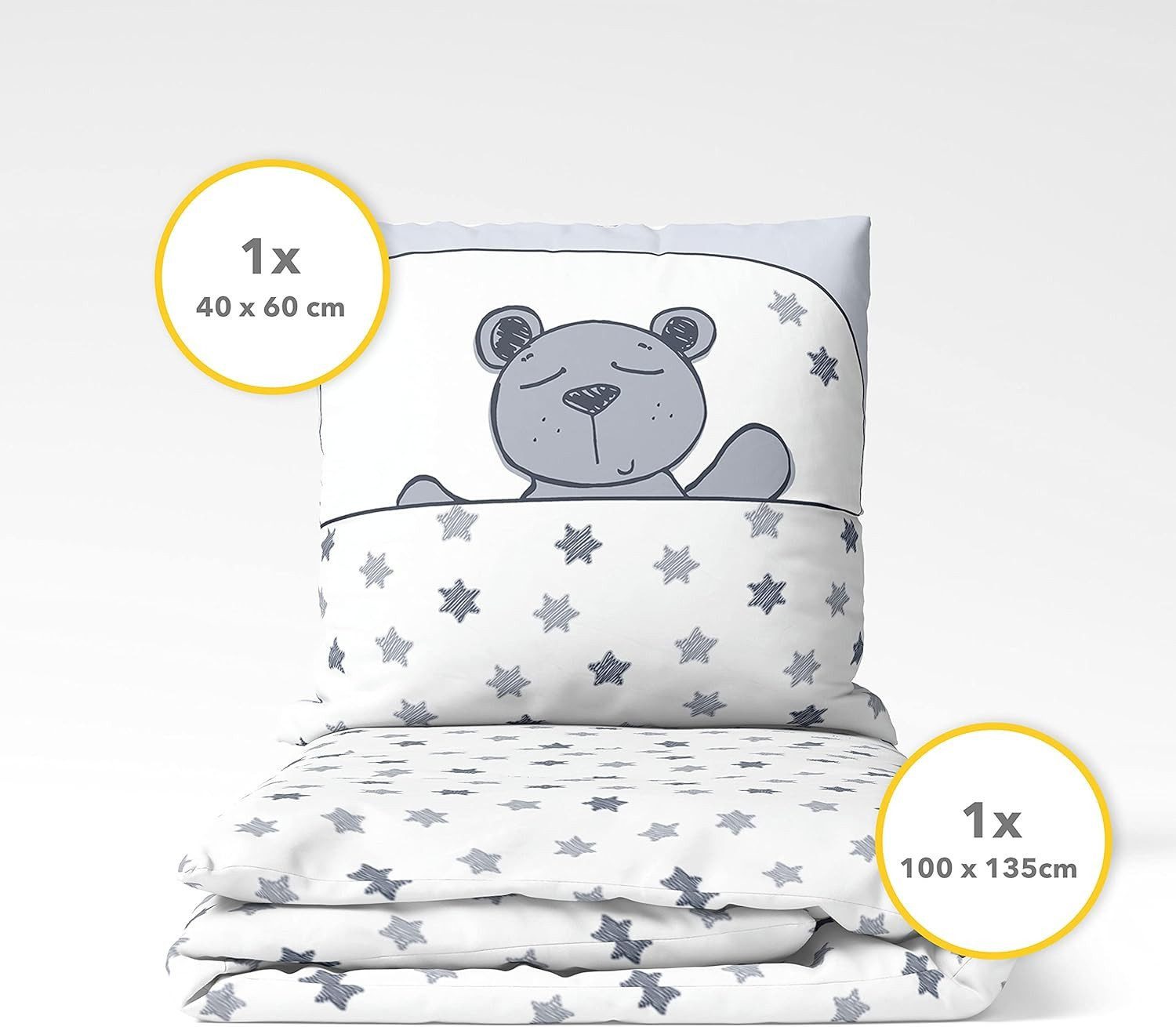 Träumschön Kinderbettwäsche Premium Set aus Baumwolle 100x135 cm - 40x60 cm, Renforcé, 2 teilig, mit Reißverschluss, 100% Baumwolle, luftig leichte Sommerbettwä – Bild 4 von 5