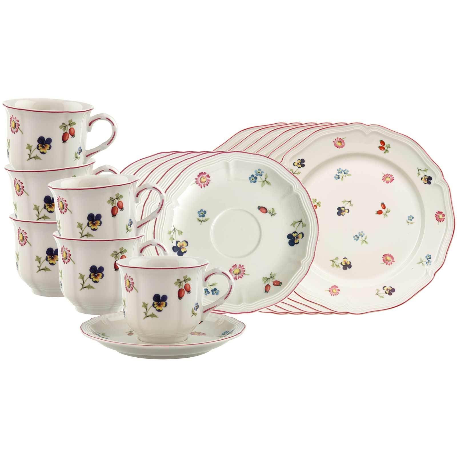 Villeroy & Boch Kaffeeservice Petite Fleur Kaffeeservice 18er Set (18-tlg), 6 Personen, Porzellan