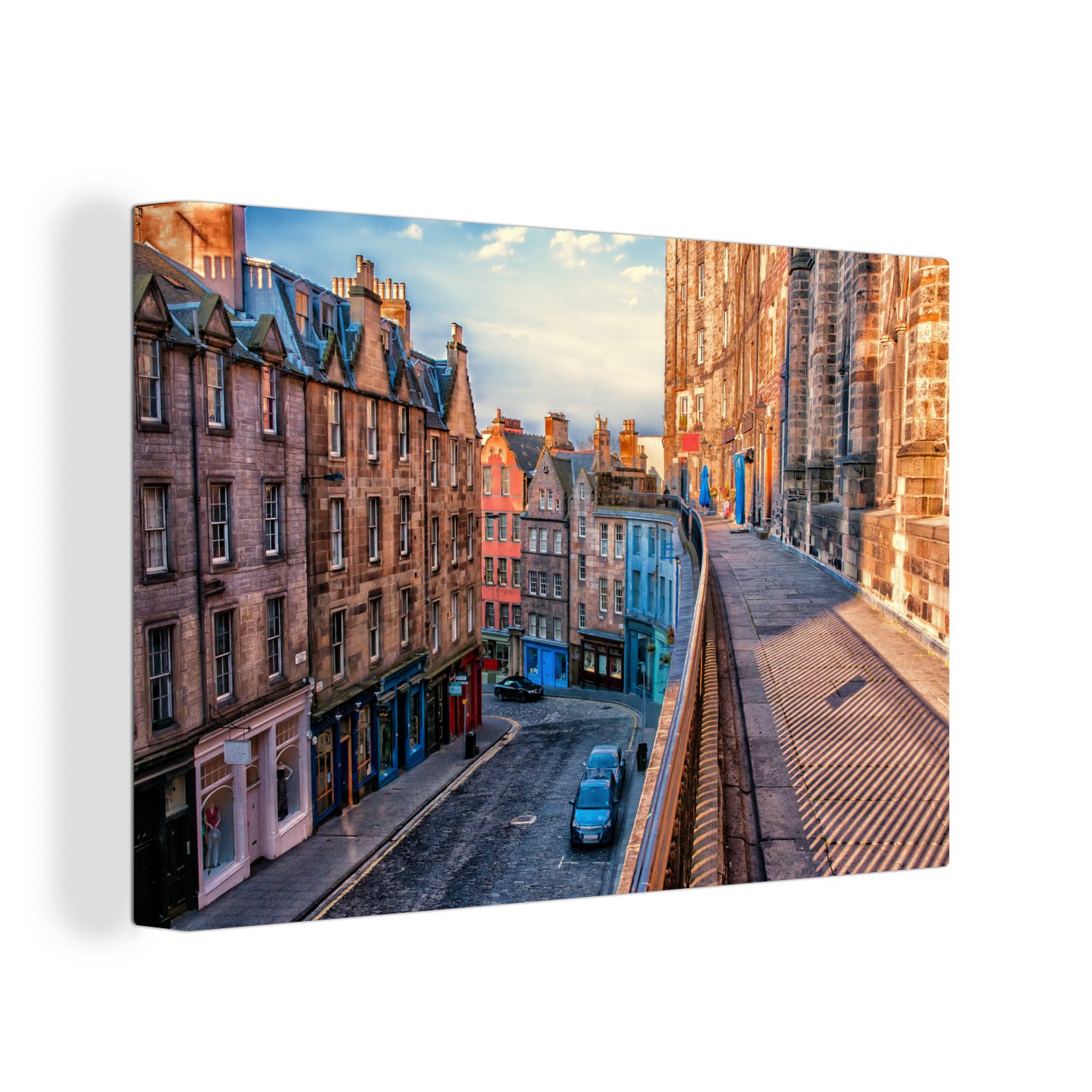 OneMillionCanvasses® Leinwandbild Haus - Architektur - Straße - Edinburgh, (1 St), Wandbild Leinwandbilder, Aufhängefertig, Wanddeko, 30x20 cm