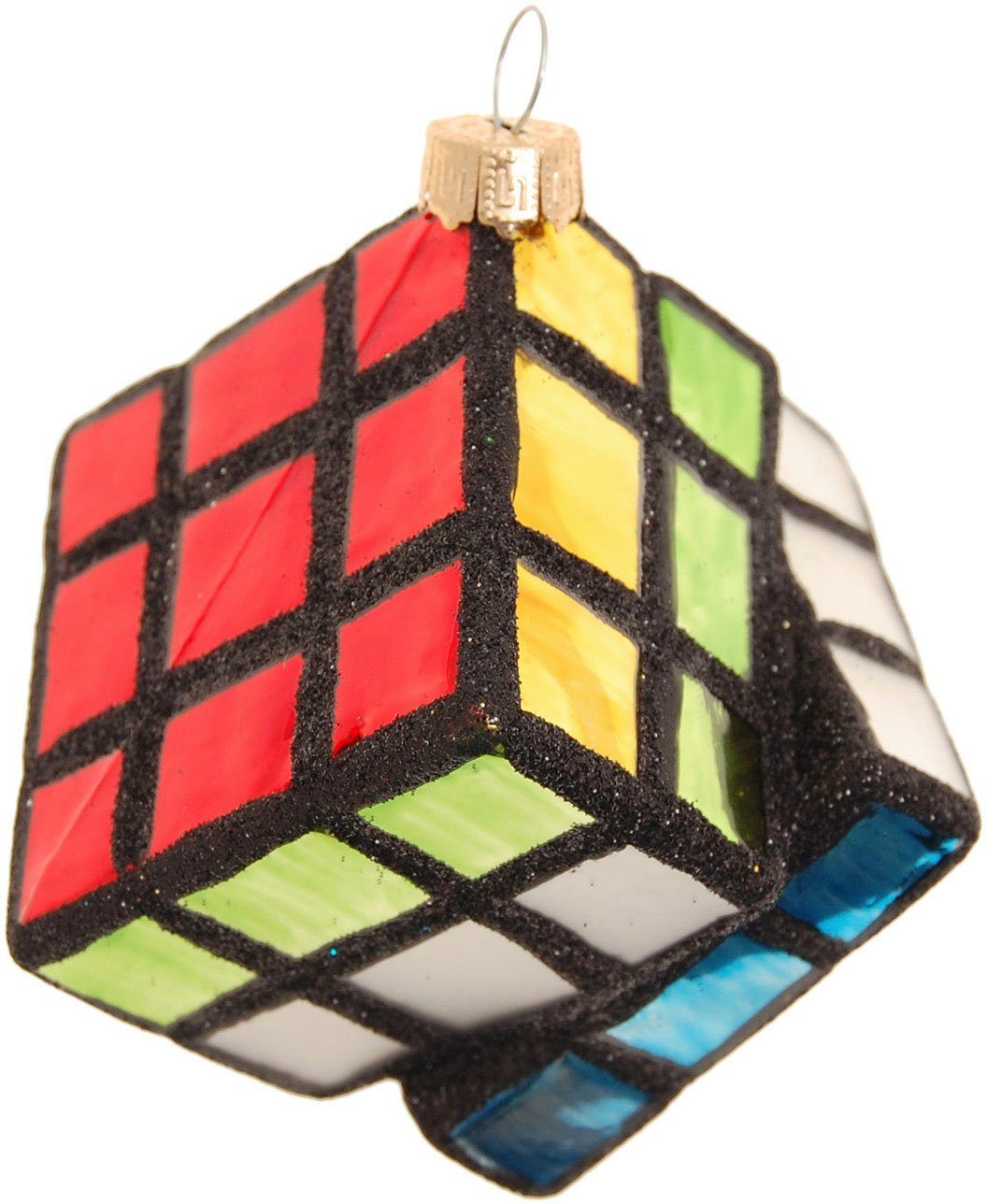 Krebs Glas Lauscha Christbaumschmuck Glasornament Zauberwürfel, Ø ca. 9 cm (1-tlg), Weihnachtsdeko, Weihnachtsbaumkugel, Christbaumkugeln aus Glas