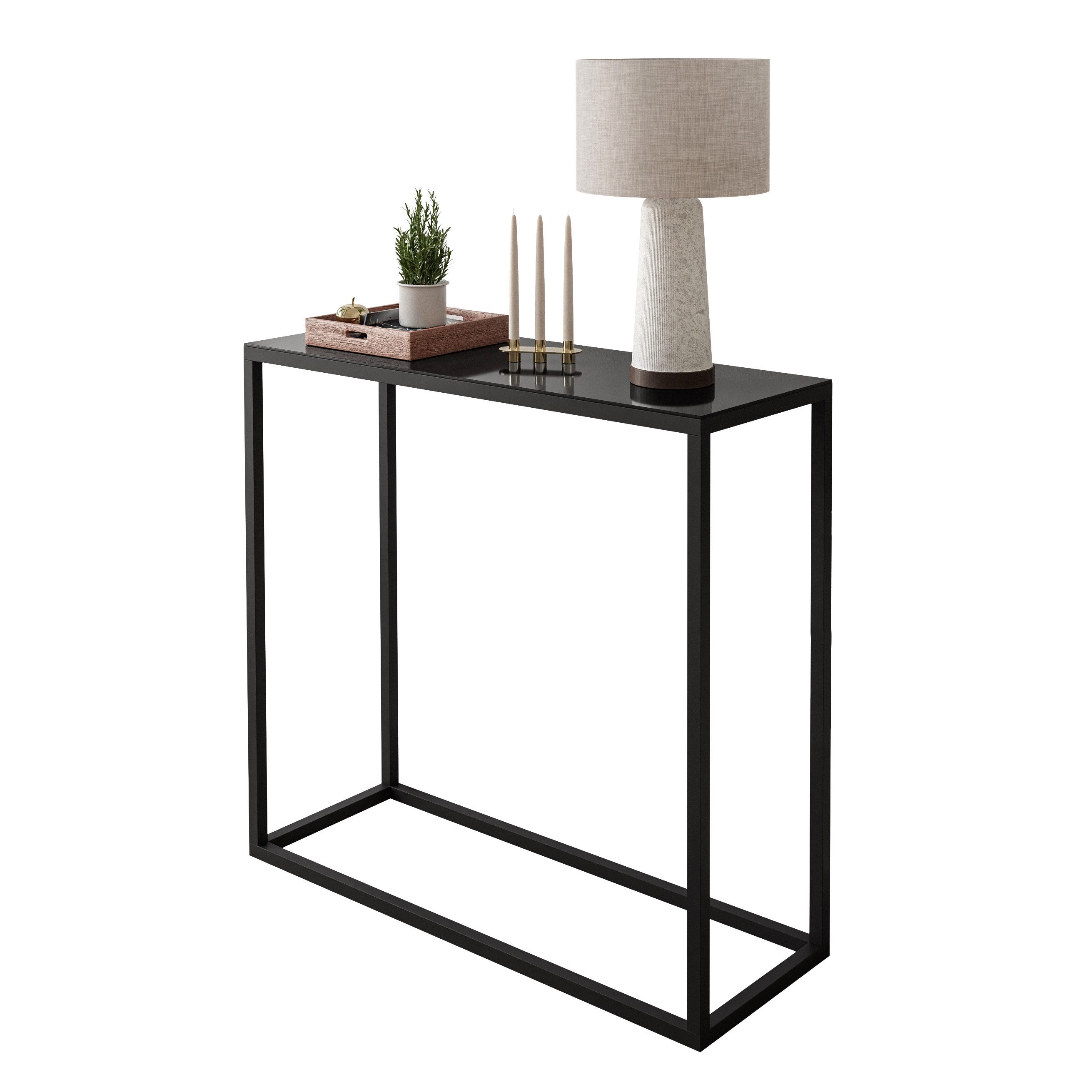 Lookway Konsolentisch MODERN GLASS – stilvolles Design mit Glasplatte für Ihren Flur (1x Konsole), Breite: 80/100 cm, Höhe: 79 cm, Tiefe: 30 cm