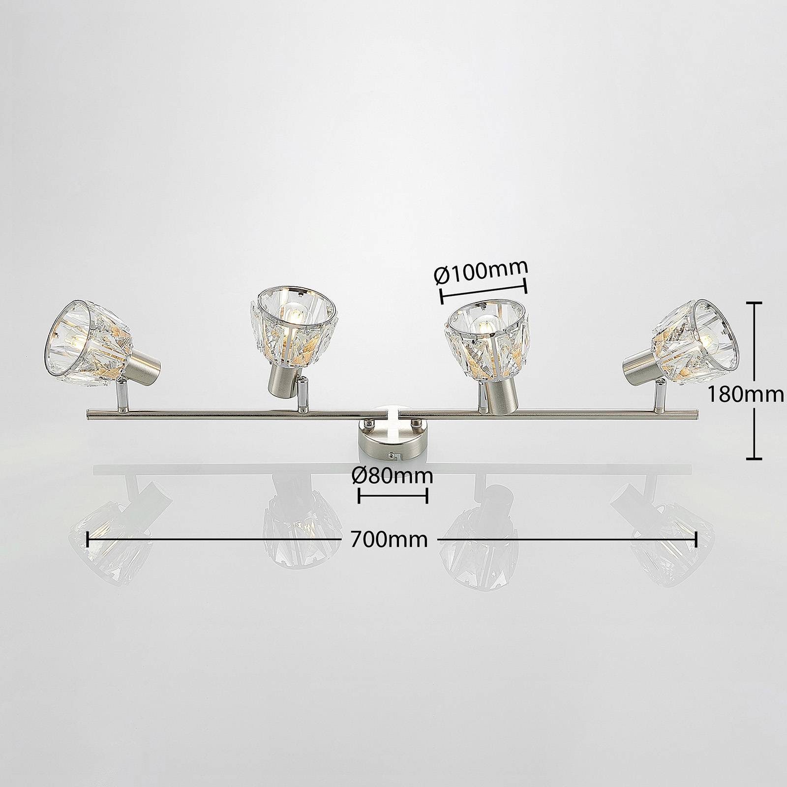 Deckenleuchte dimmbar, flammig, Leuchtmittel nickel klar, nicht satiniert, Modern, Lindby Kosta, inklusive, 4 E14 Stahl, Glas,