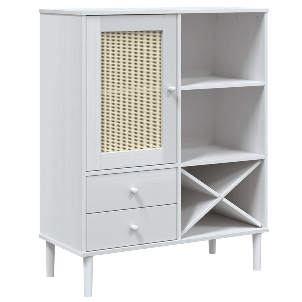 vidaXL Highboard Kommode Highboard SENJA Rattan-Optik Weiß 90x40x112 cm Kiefernholz