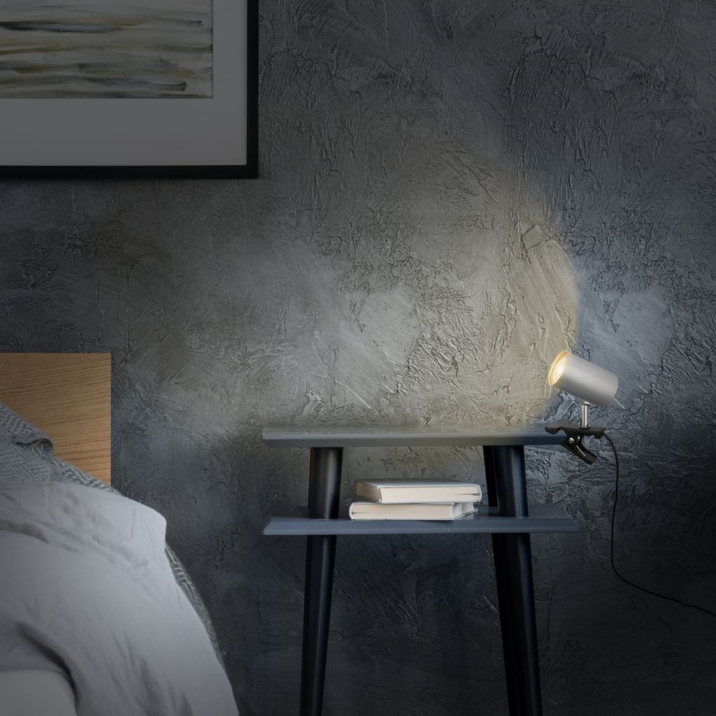 Briloner Leuchten Tischleuchte 2766014, ohne Leuchtmittel, 2700K - Extra-Warmweiß, Leselampe 16,5x6,5x12cm Chrom-Matt GU10 max.9W Bettlampe Schreibtisch