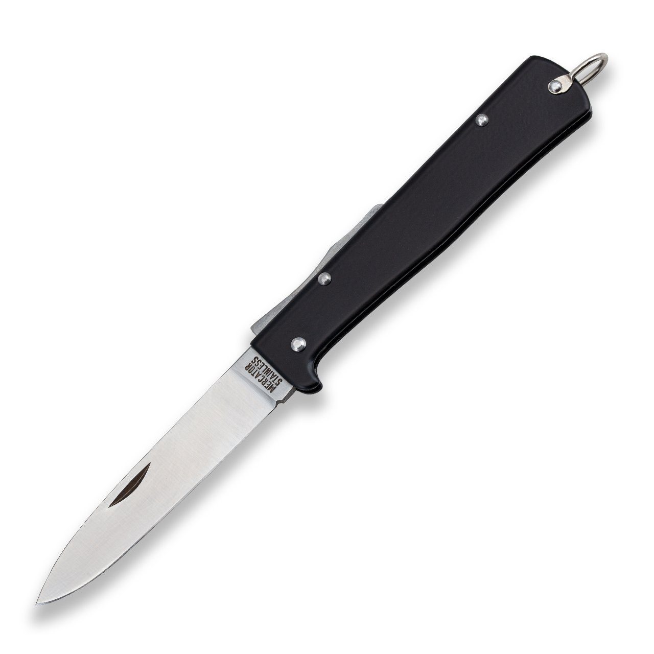 Otter Messer Taschenmesser Mercator-Messer groß schwarz Stahlgriff Backlock, Klinge rostfrei