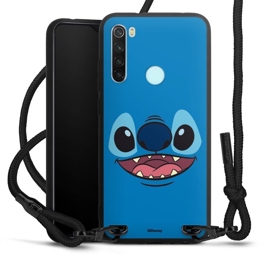 DeinDesign Handyhülle Lilo & Stitch Disney Offizielles Lizenzprodukt Stitch Closeup, Xiaomi Redmi Note 8 Premium Handykette Hülle mit Band Cover mit Kette