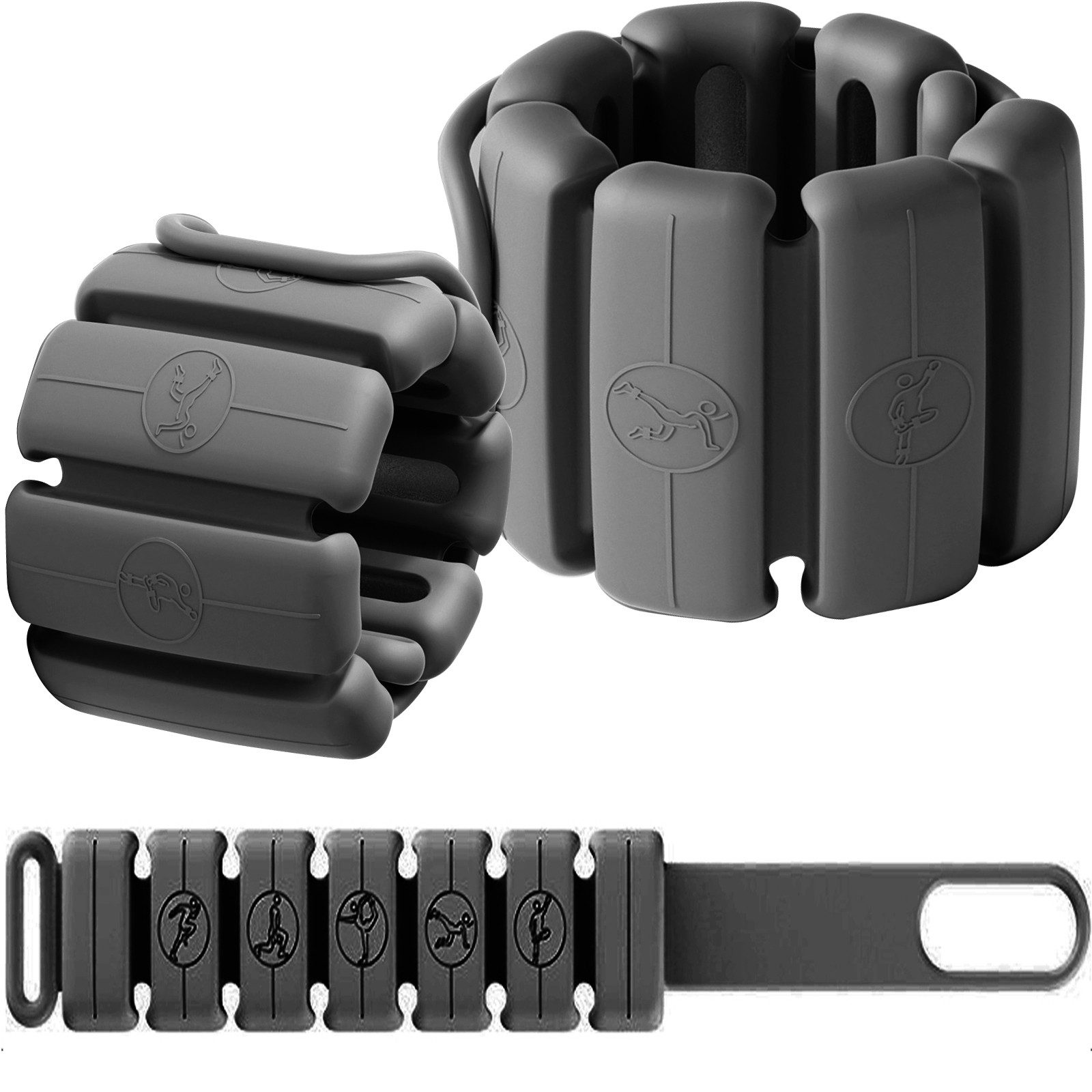AIMAX Gewichtsmanschette Silikon-Gewichtsarmbänder, verstellbares Gewicht, 0,25 kg, 2er-Pack, Geeignet für Handgelenks & Fußgelenkgewichte, Yoga, Fitness, Gehen