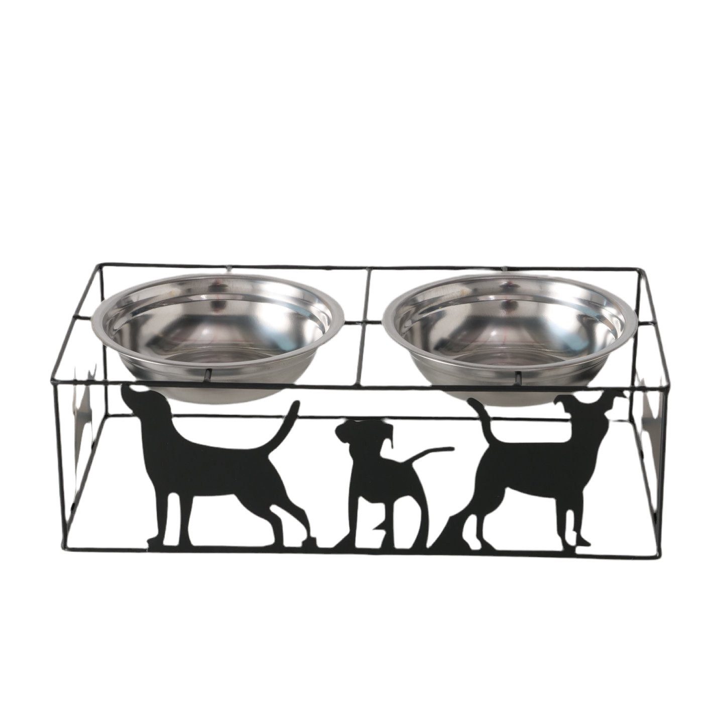 Hunde-Futterspender Erhöhte Futterstation Juggie Doppelnapf aus Edelstahl & Metall, 426ml