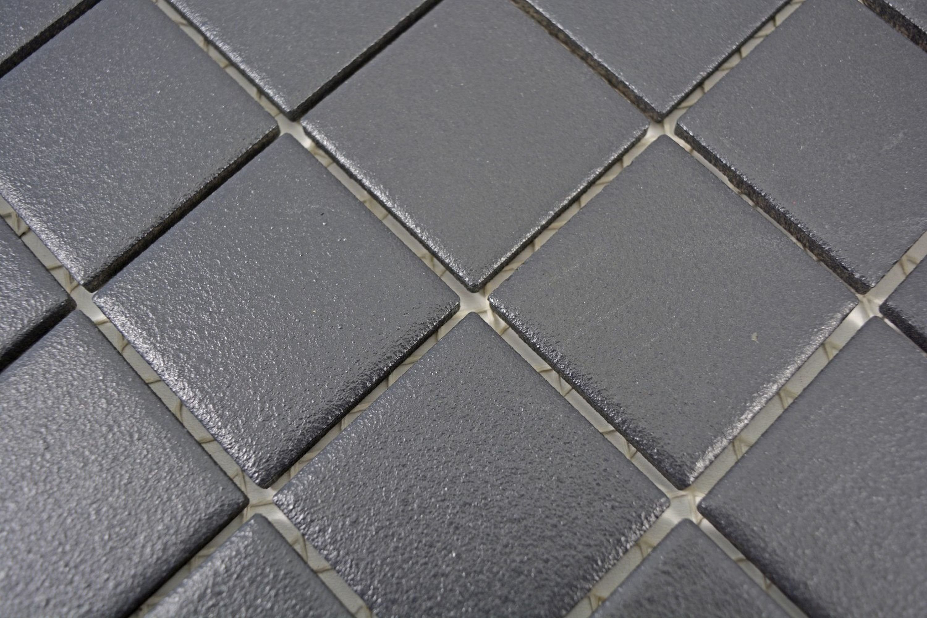 Mosani Mosaikfliesen Keramik Mosaik Fliese soft schwarz RUTSCHEMMEND Bodenfliese Bad