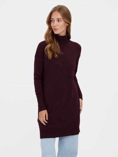 NOOS Moda DRESS Strickkleid Vero LS ROLLNECK Winetasting VMBRILLIANT GA Detail:MELANGE