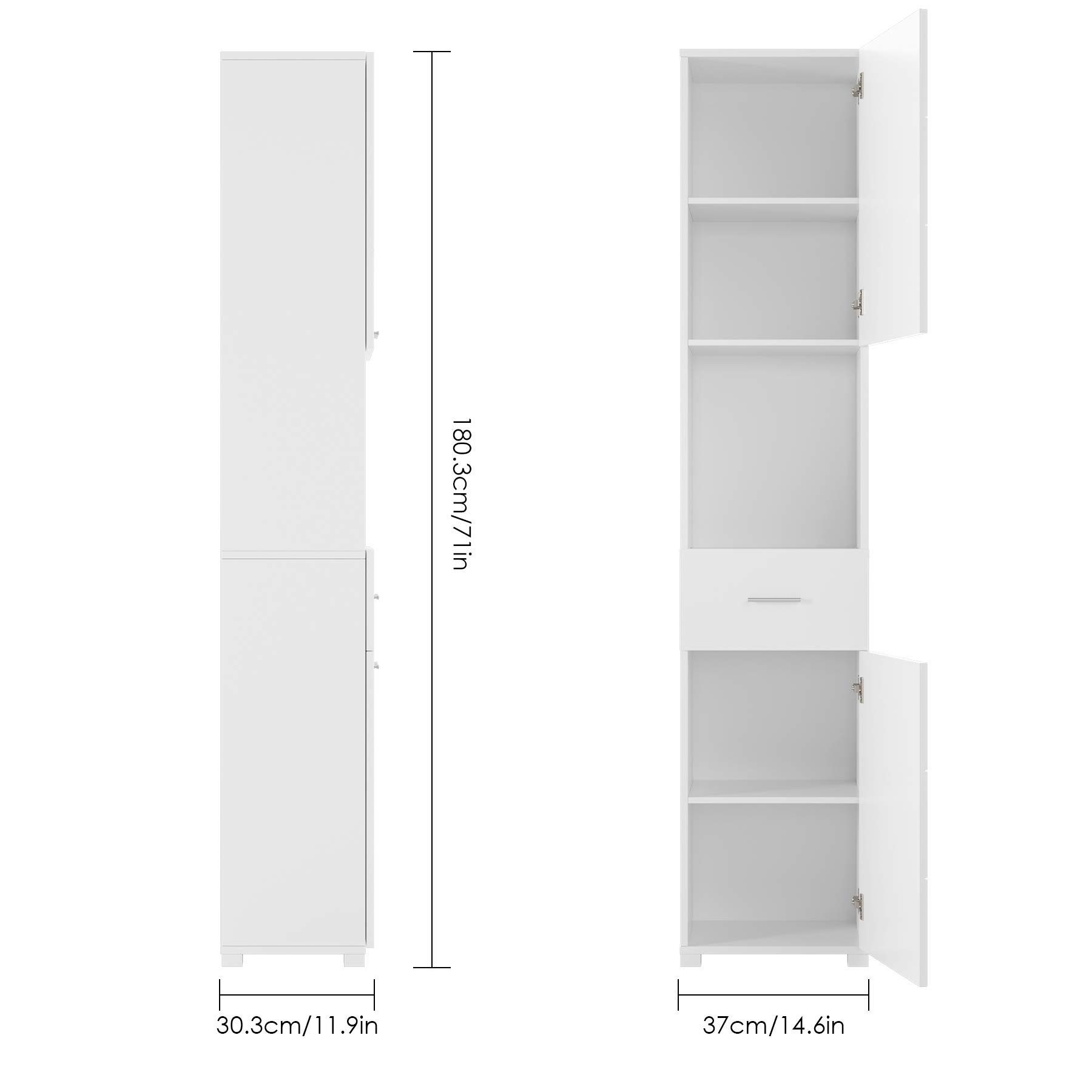 Homfa Hochschrank Badezimmerschrank Badschrank schmal, Soft-Close-Funktion, günstig online kaufen