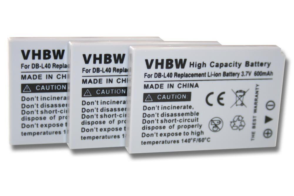 vhbw passend für Sanyo Xacti VPC-HD1, DMX-HD1, DMX-HD1E, DMX-HD1EX, Kamera-Akku 600 mAh